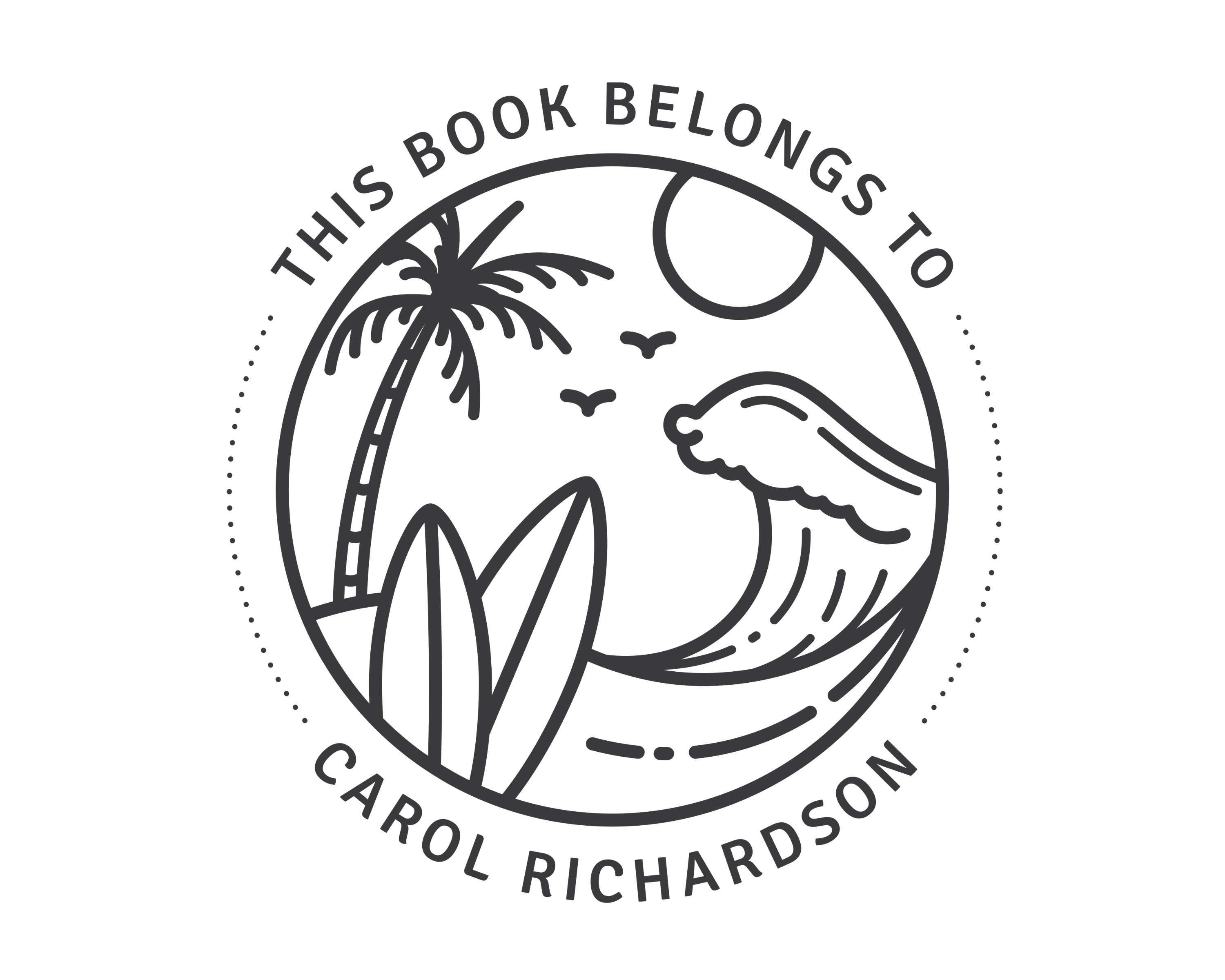 Personalized Book Self Ink Stamp - JL-BEACH1