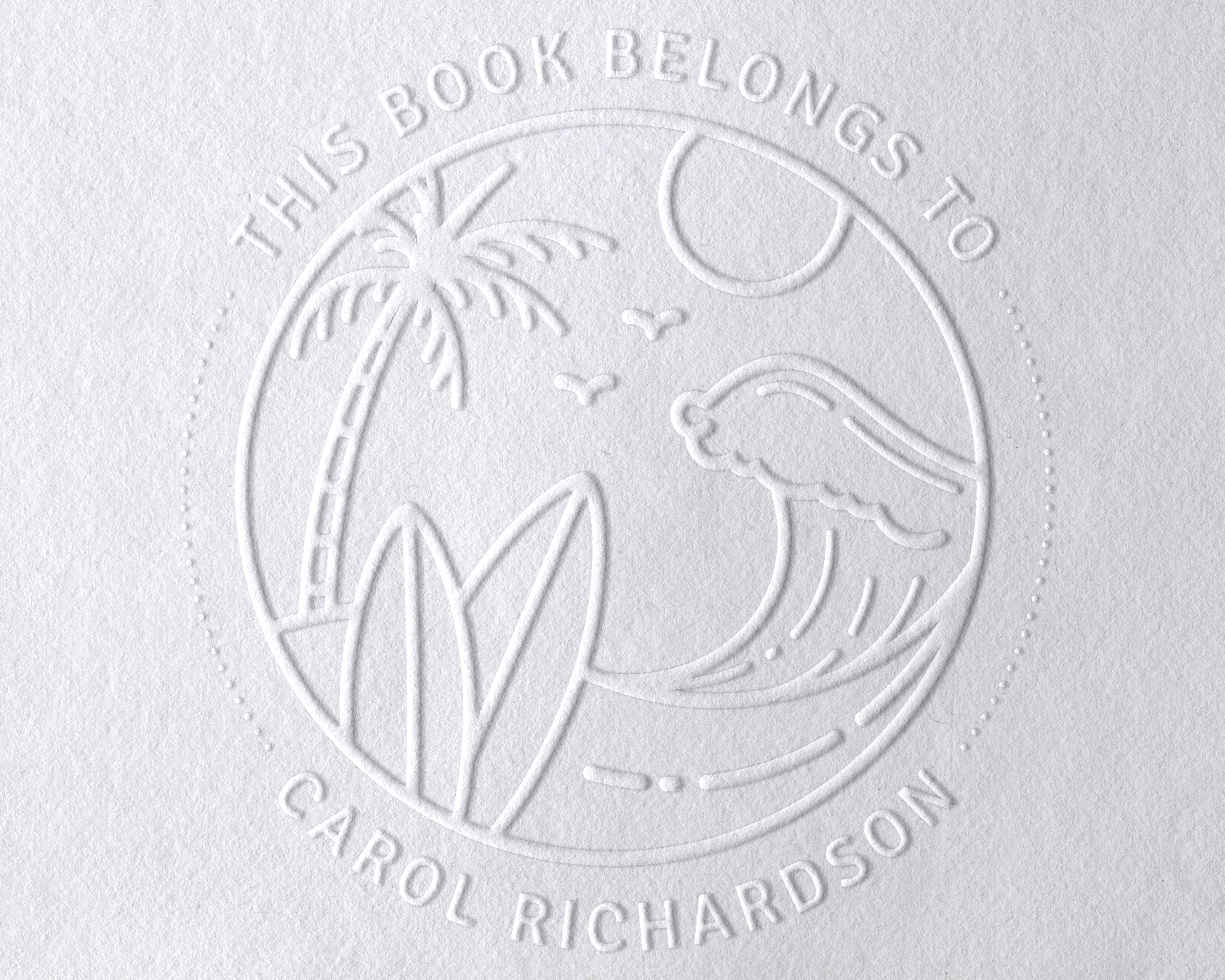 Beach Personalized Book Embosser - JL-BEACH1