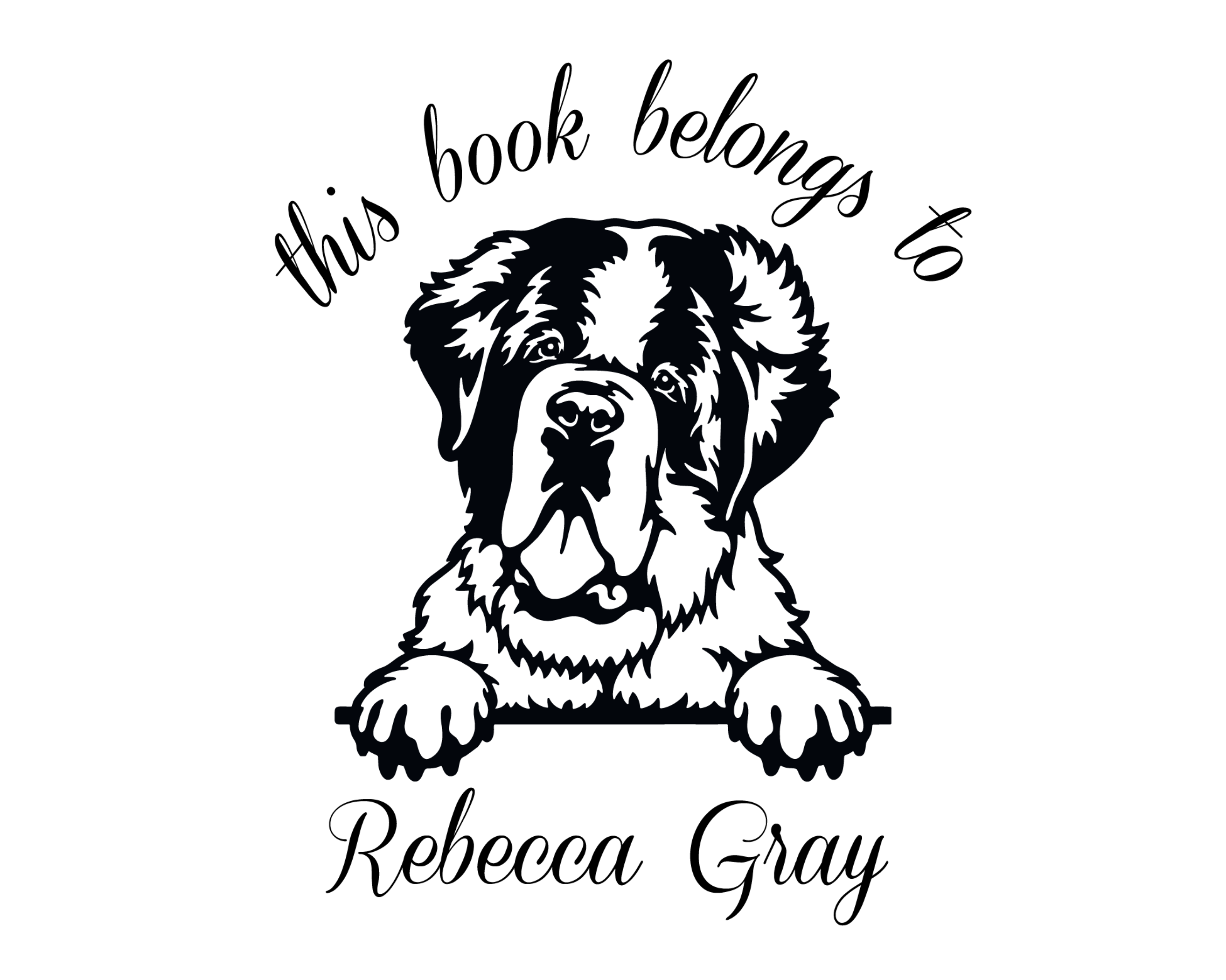 Personalized Book Wooden Handle Stamp - JL-DOG35-StBernard