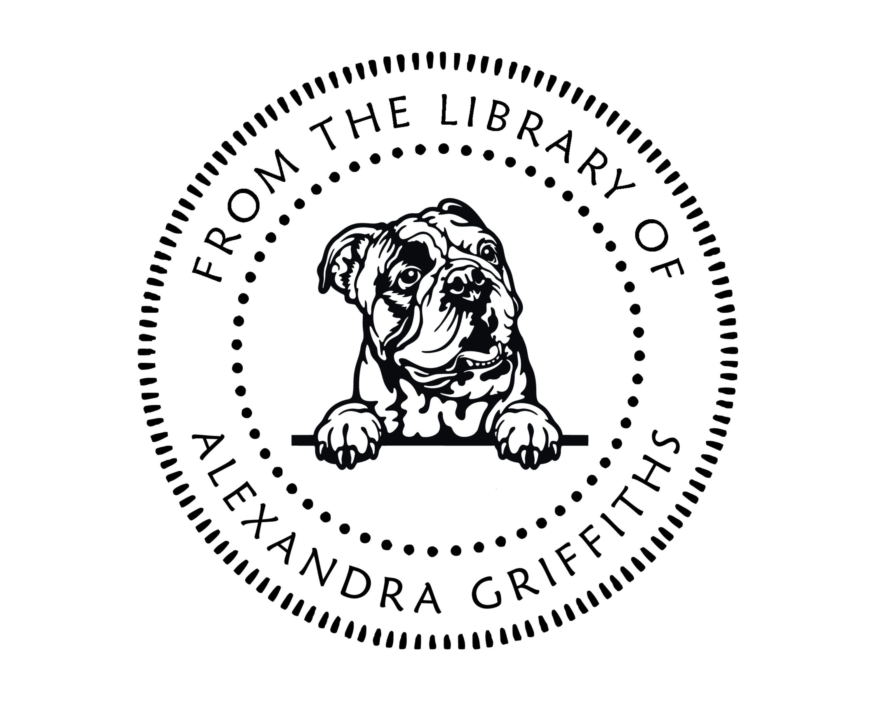 Personalized Book Wooden Handle Stamp - JL-DOG36-EnglishBulldog