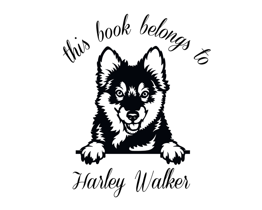 Personalized Book Wooden Handle Stamp - JL-DOG42-PembrokeWelshCorgiPuppy