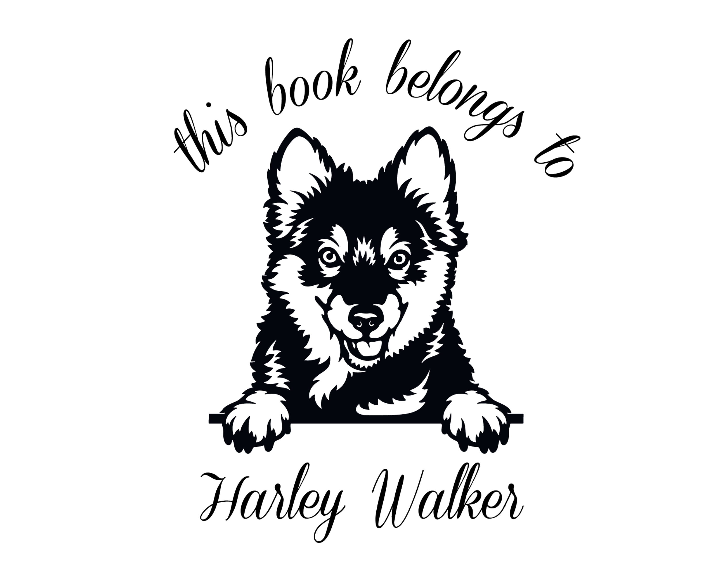 Personalized Book Wooden Handle Stamp - JL-DOG42-PembrokeWelshCorgiPuppy