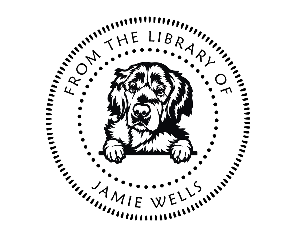 Personalized Book Self Ink Stamp - JL-DOG44-GoldenRetriever