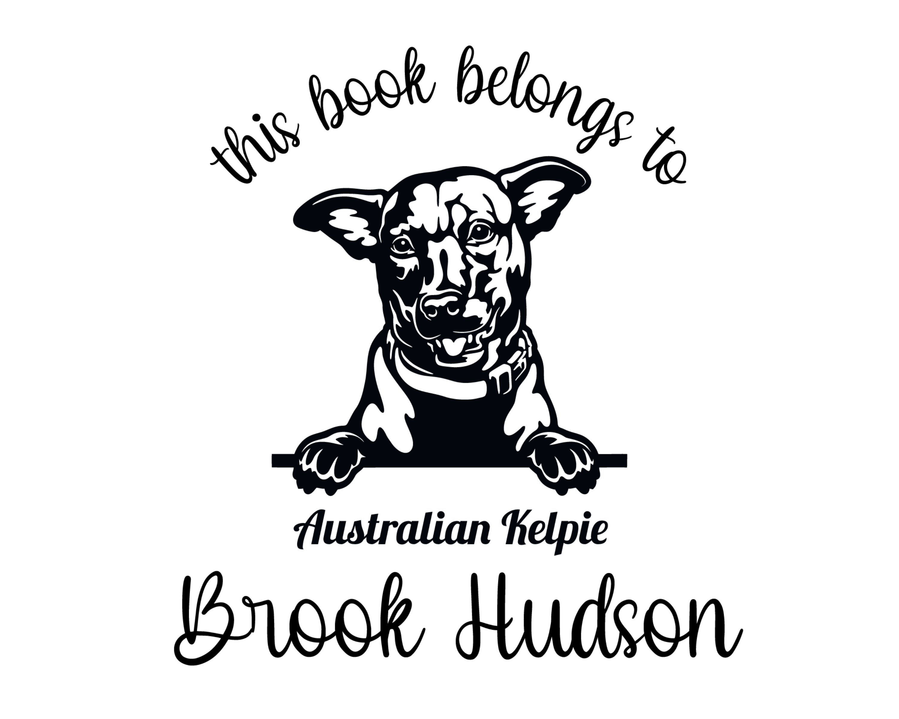 Personalized Book Self Ink Stamp - JL-DOG6-AustralianKelpie