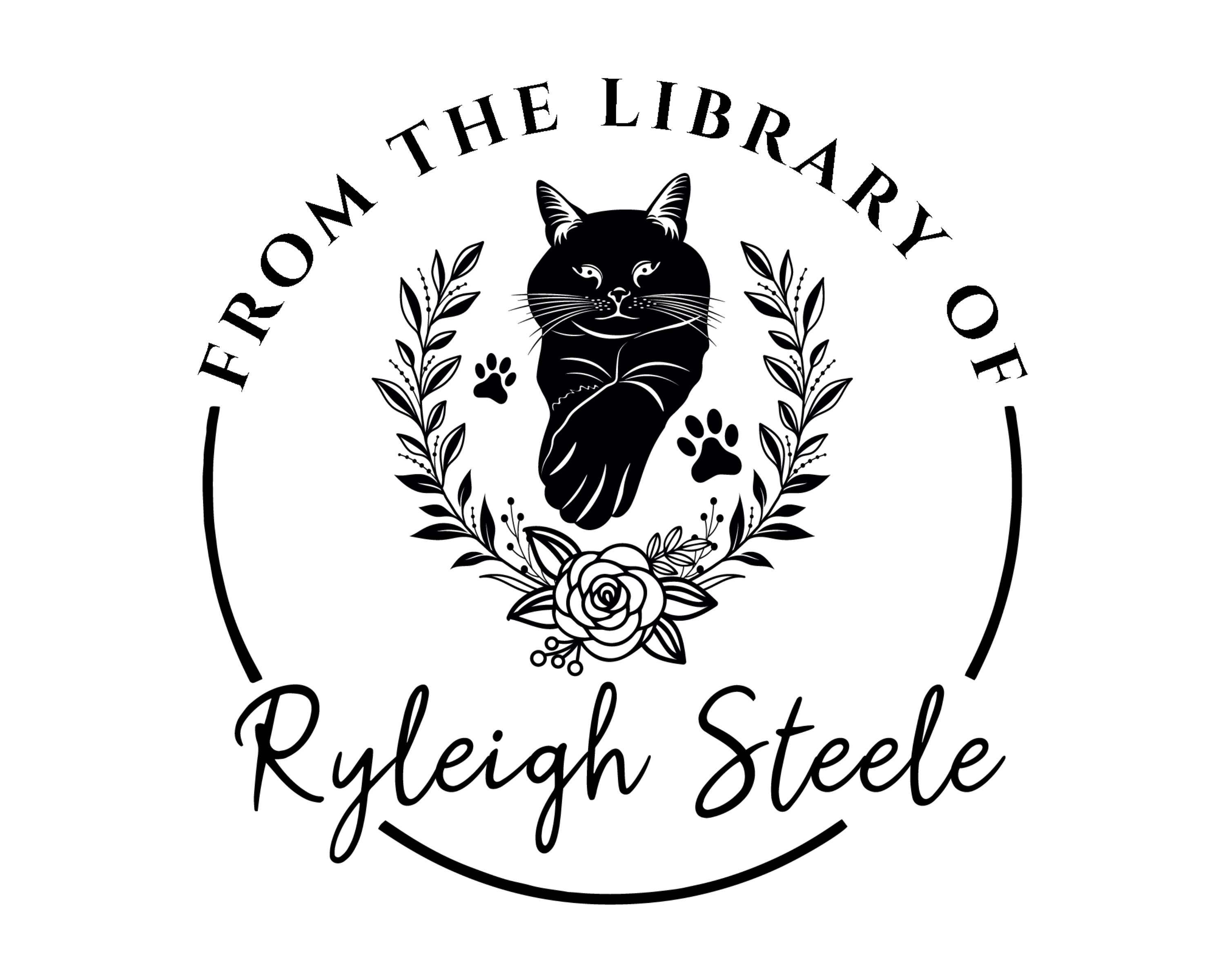 Personalized Book Self Ink Stamp - JL-FloralCats10