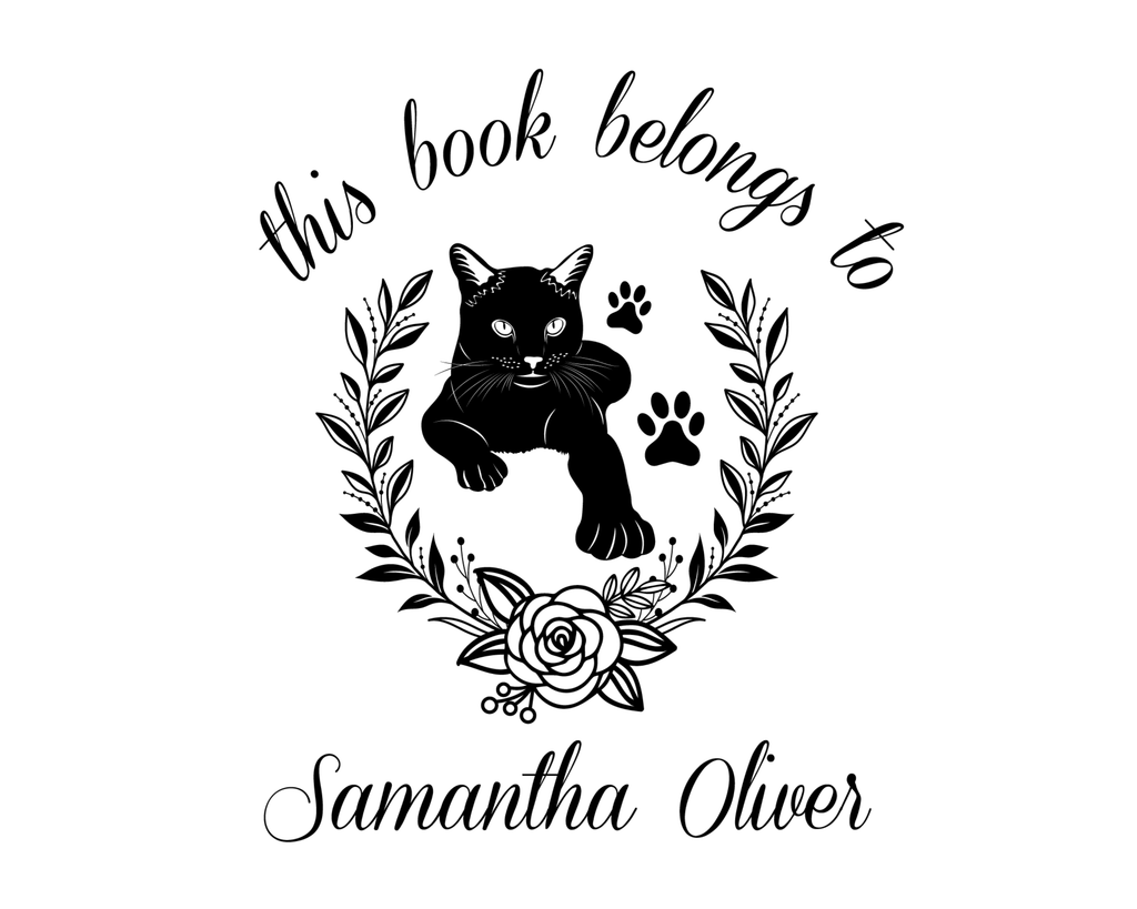 Personalized Book Wooden Handle Stamp - JL-FloralCats11