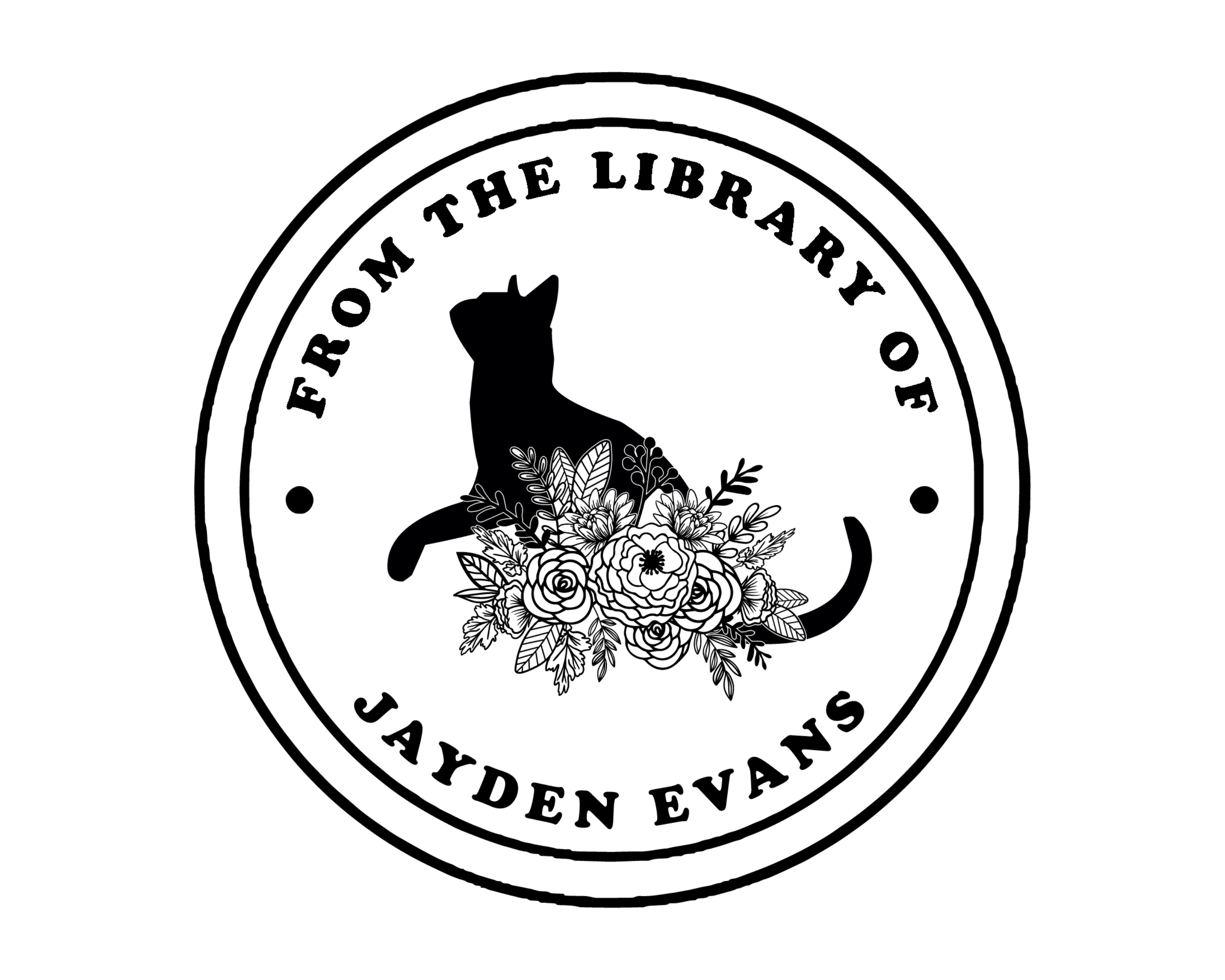 Personalized Book Self Ink Stamp - JL-FloralCats12