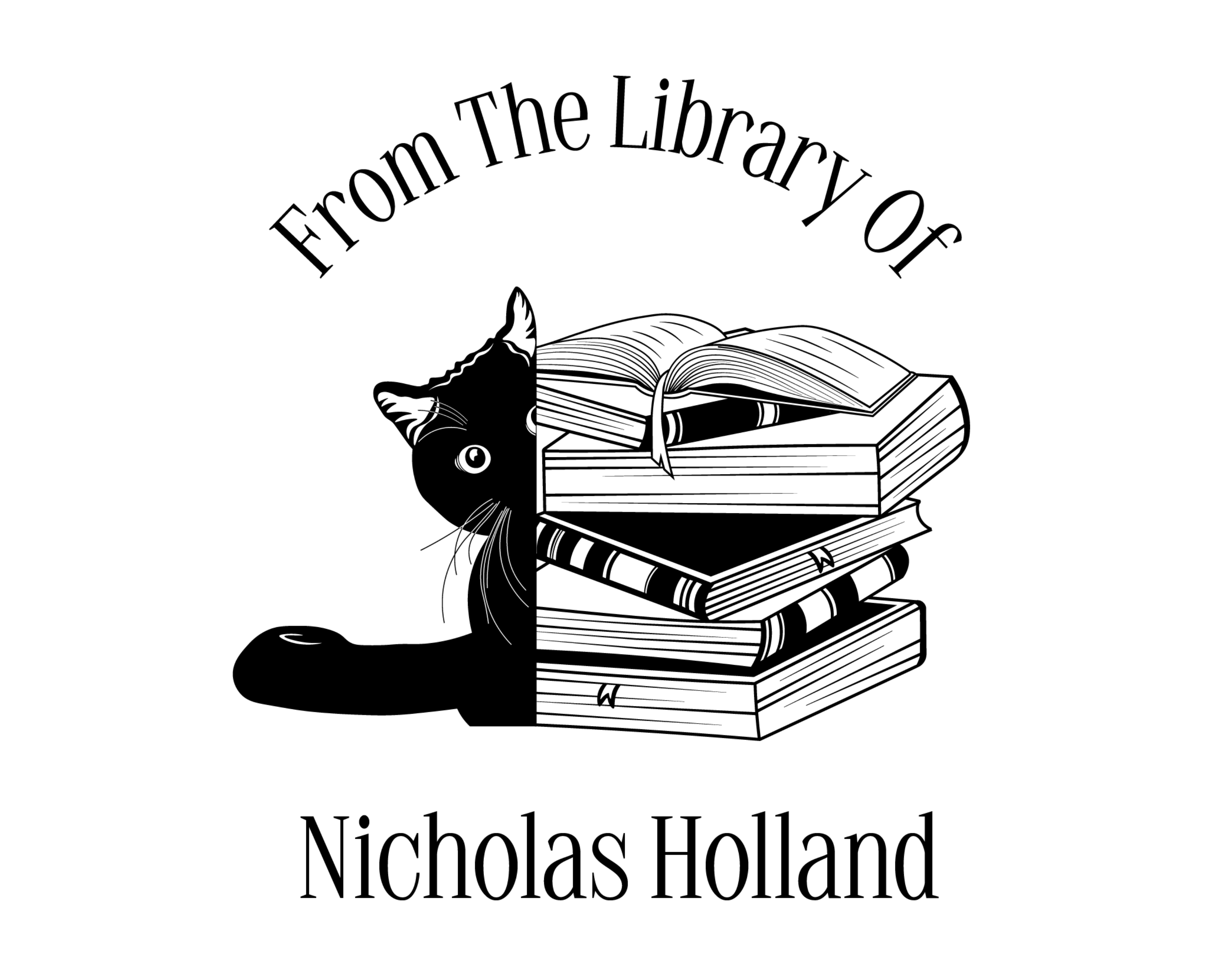 Personalized Book Wooden Handle Stamp - JL-FloralCats13