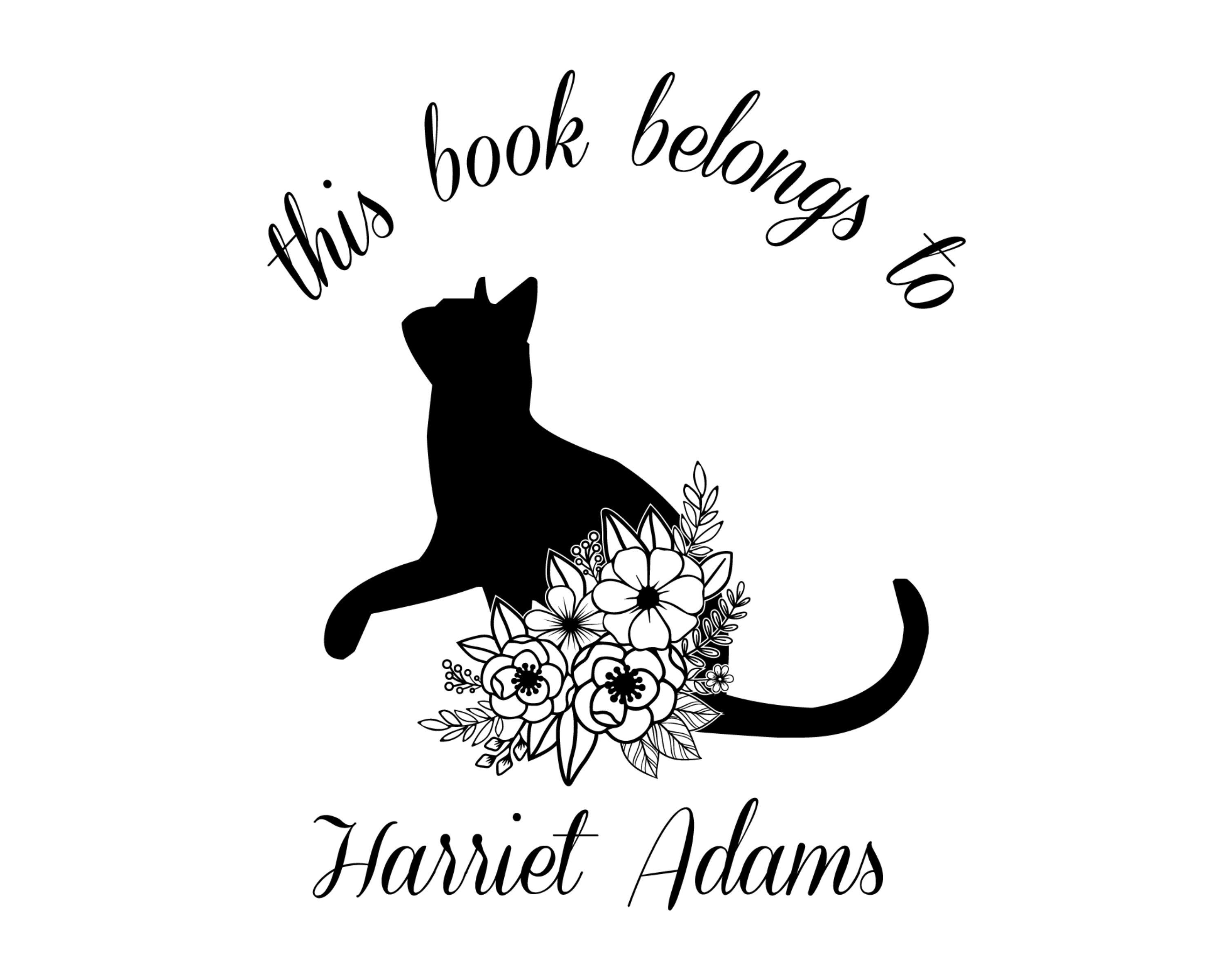 Personalized Book Wooden Handle Stamp - JL-FloralCats18