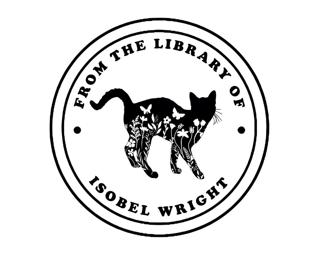 Personalized Book Wooden Handle Stamp - JL-FloralCats19