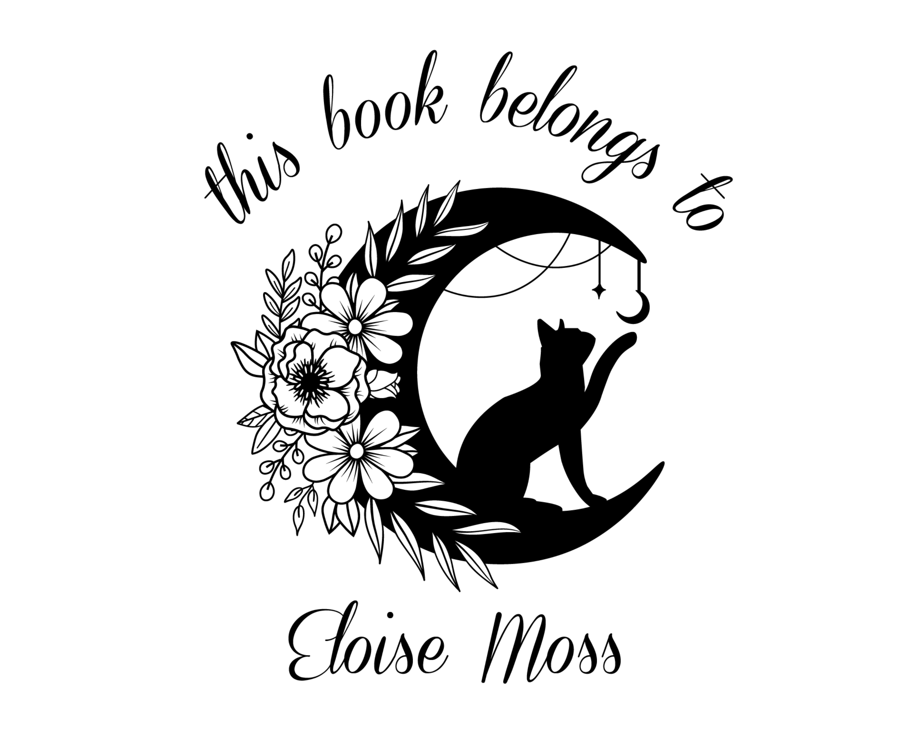 Personalized Book Wooden Handle Stamp - JL-FloralCats25