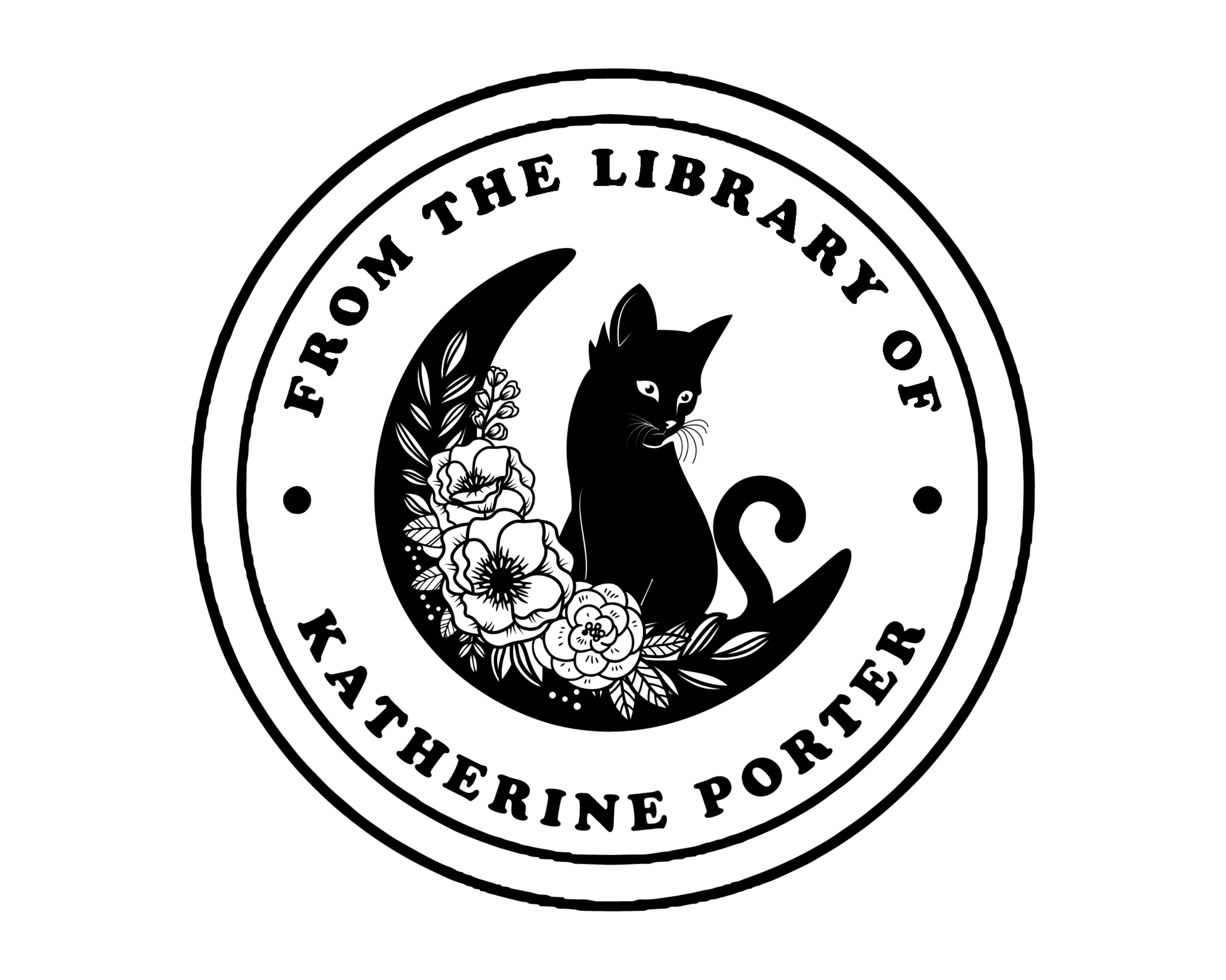 Personalized Book Self Ink Stamp - JL-FloralCats26