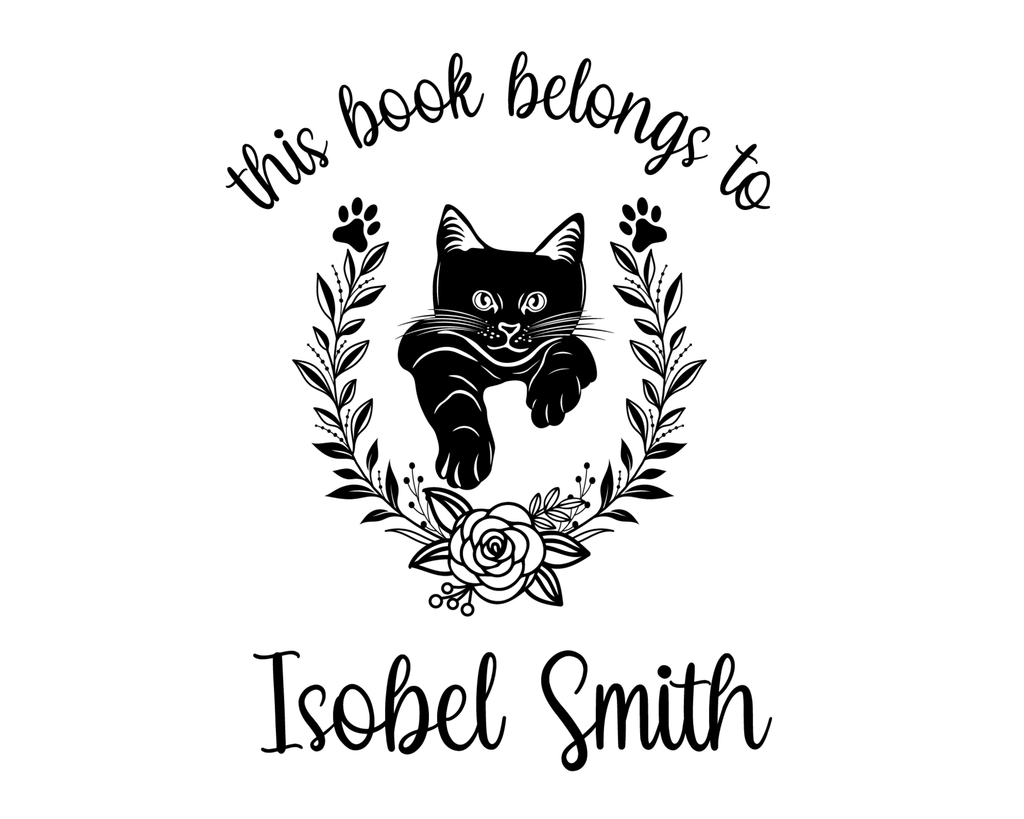 Personalized Book Wooden Handle Stamp - JL-FloralCats28