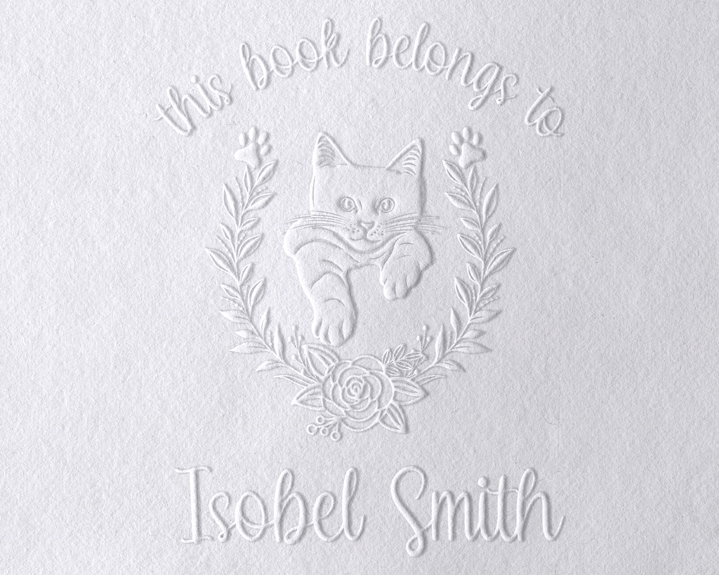 Personalized Book Embosser - JL-FloralCats28