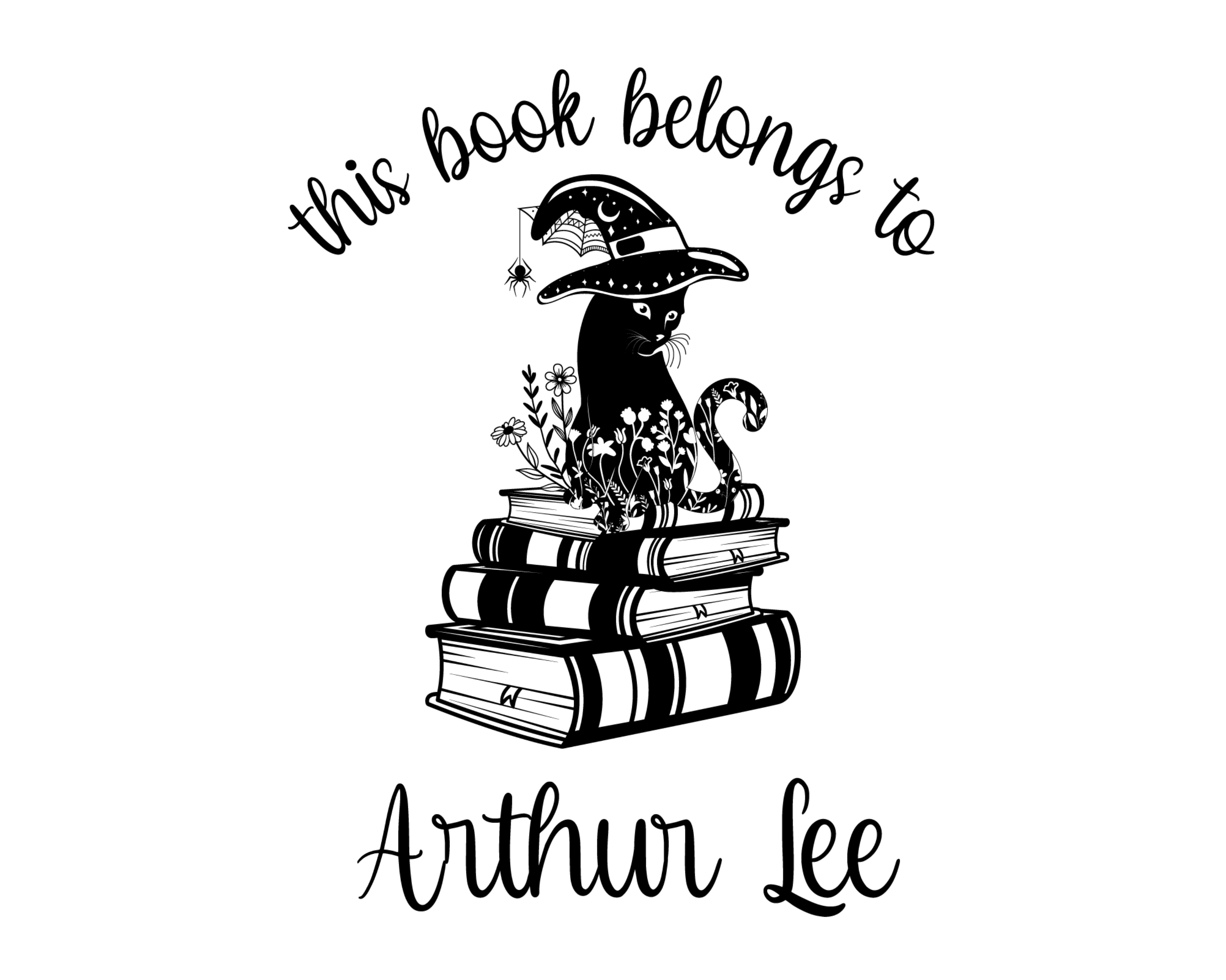 Personalized Book Wooden Handle Stamp - JL-FloralCats35