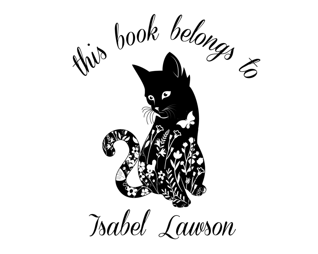 Personalized Book Self Ink Stamp - JL-FloralCats4