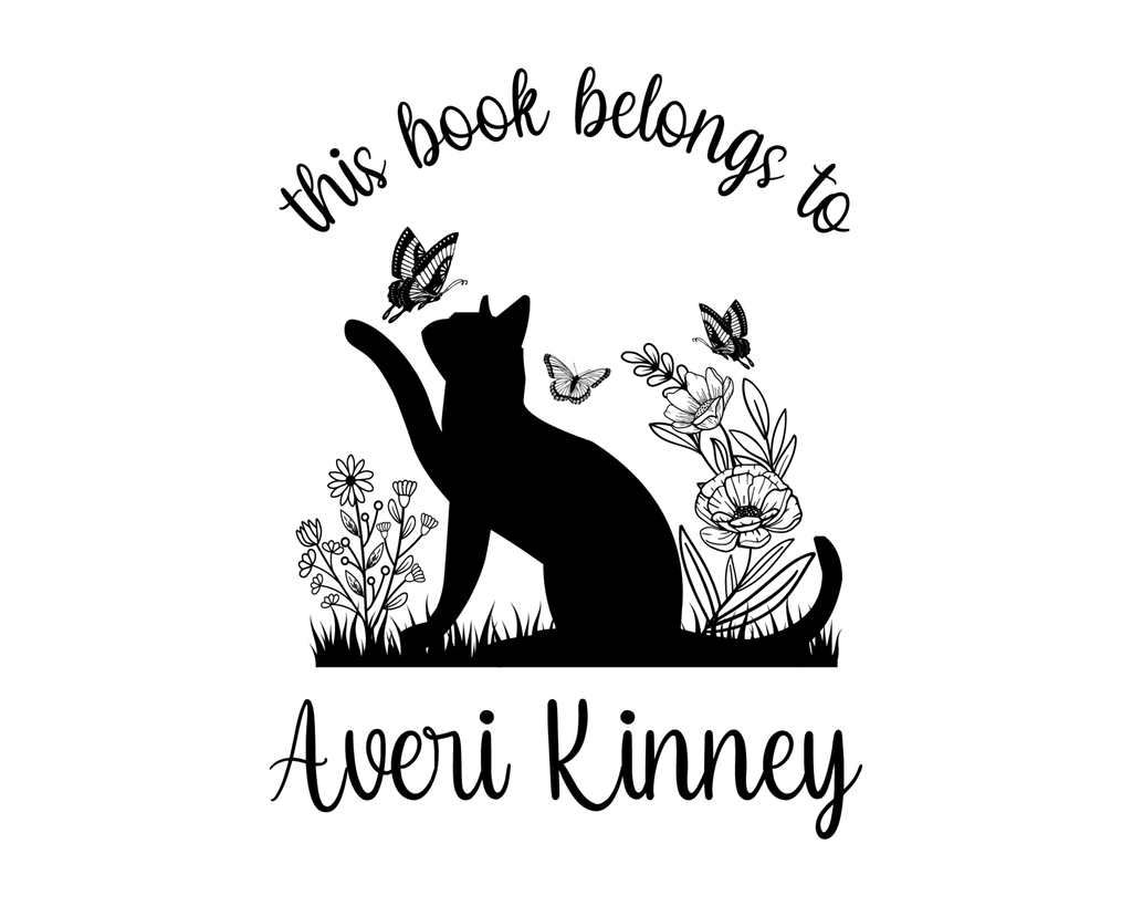 Personalized Book Self Ink Stamp - JL-FloralCats7