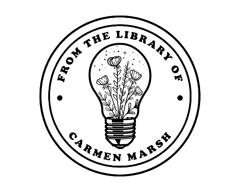 Personalized Book Stamp Wood Handle - JL-Wildflower12