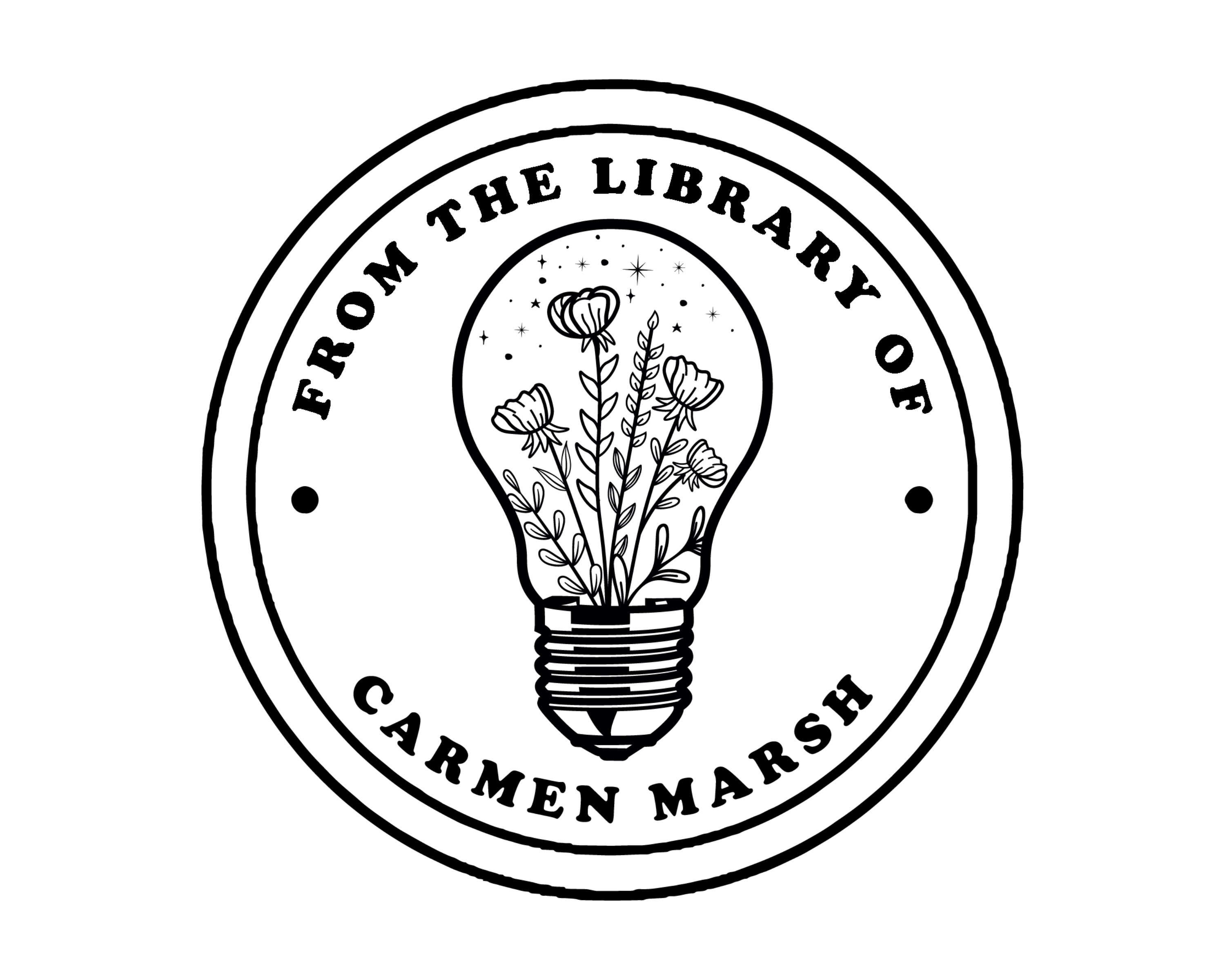 Personalized Book Stamp Wood Handle - JL-Wildflower12