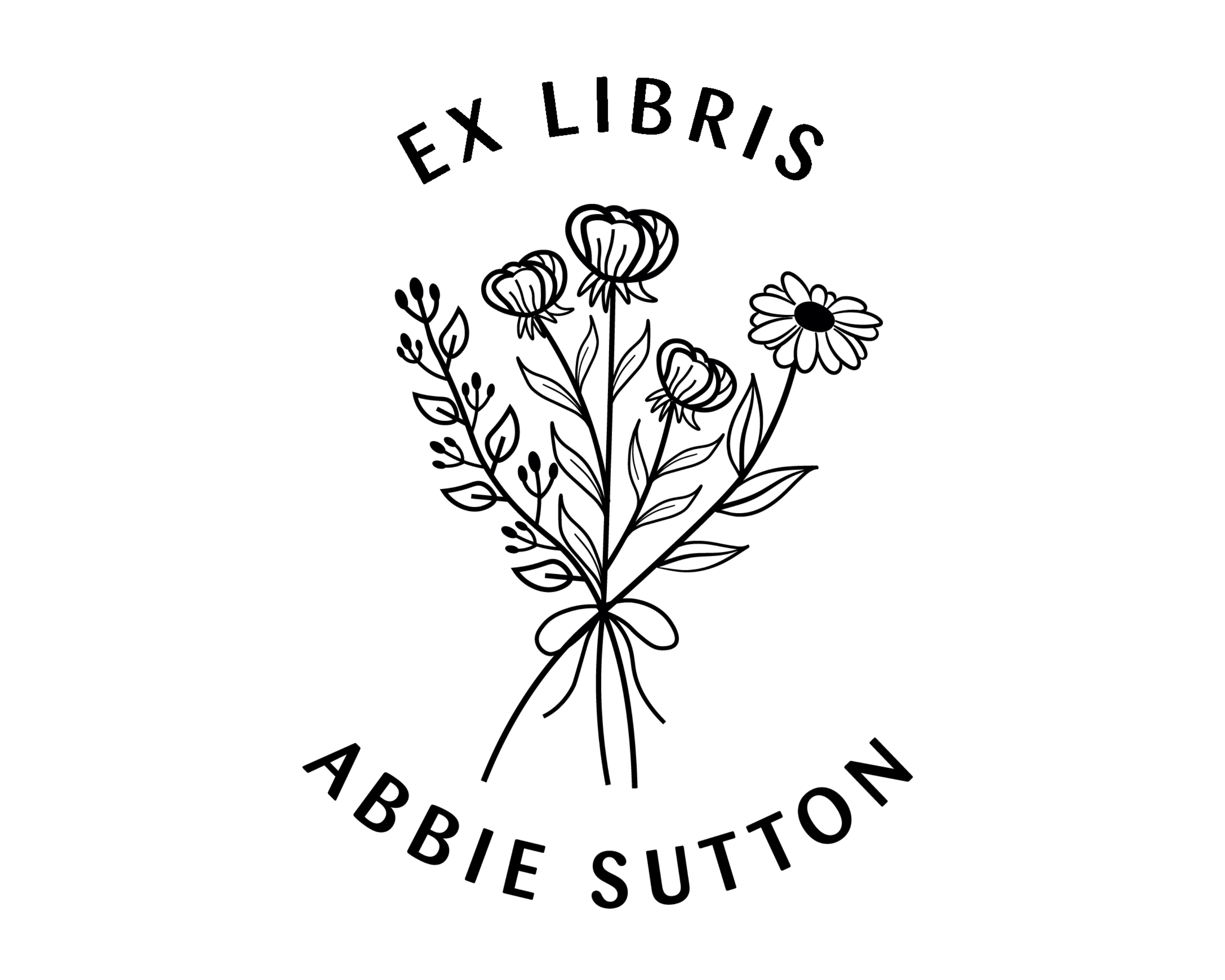 Personalized Book Stamp Wood Handle - JL-Wildflower1