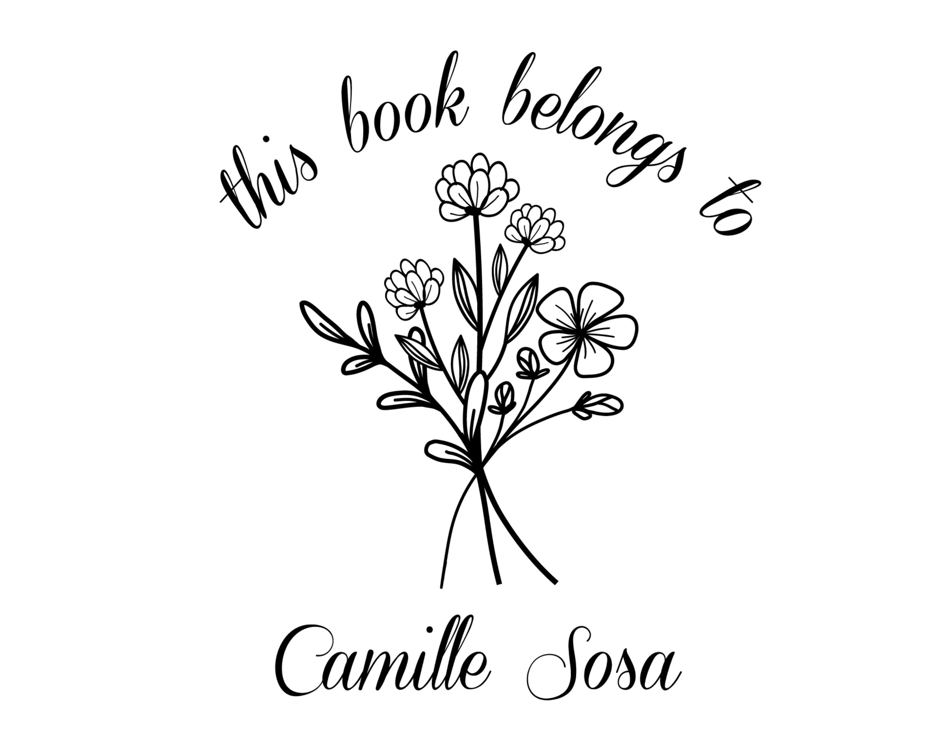 Personalized Book Stamp Wood Handle - JL-Wildflower2