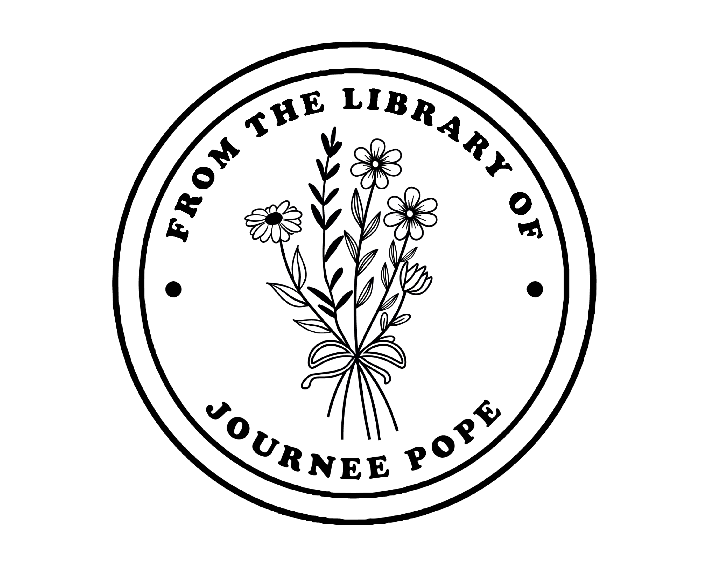 Personalized Book Stamp Wood Handle - JL-Wildflower5