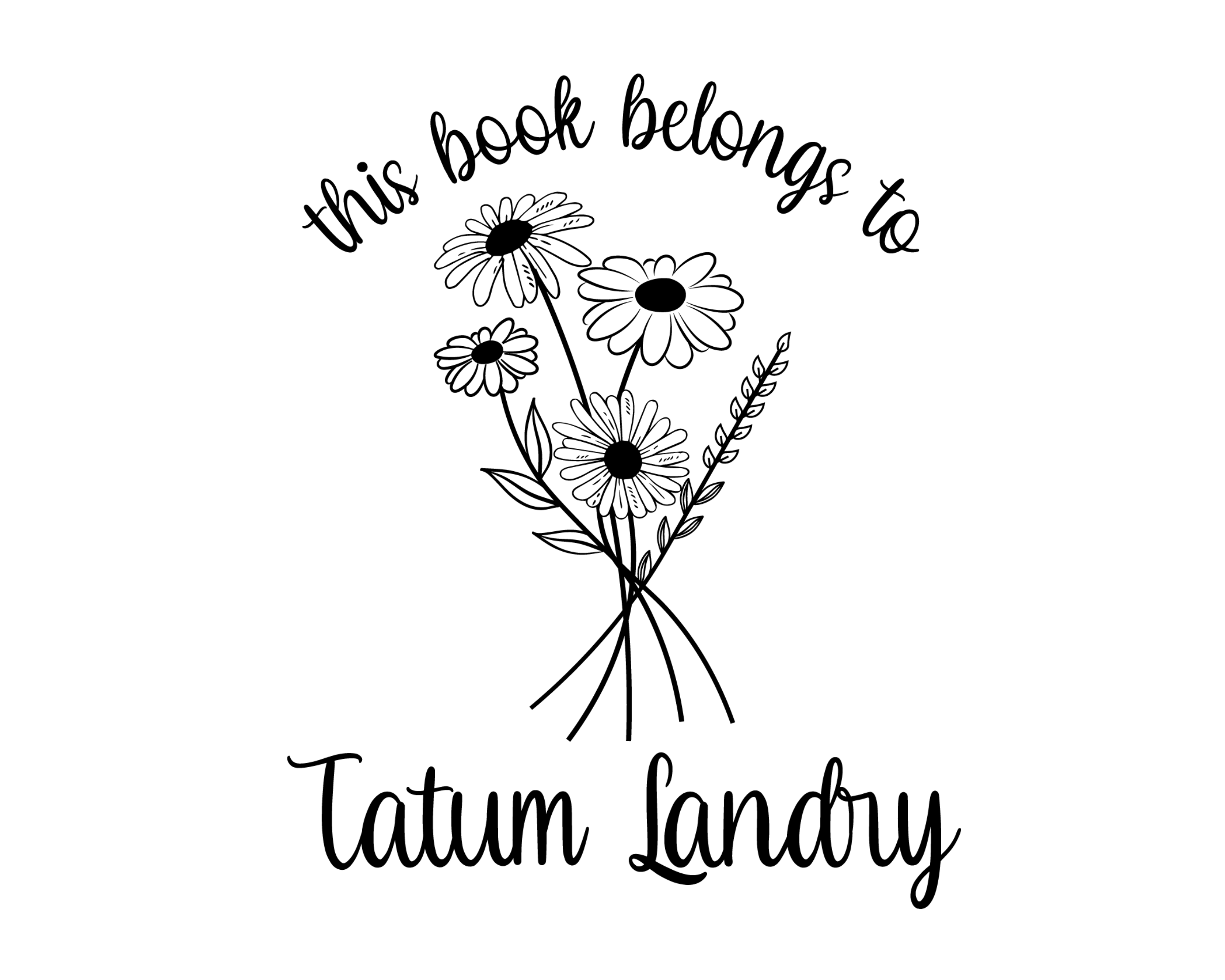 Personalized Book Stamp Wood Handle - JL-Wildflower7