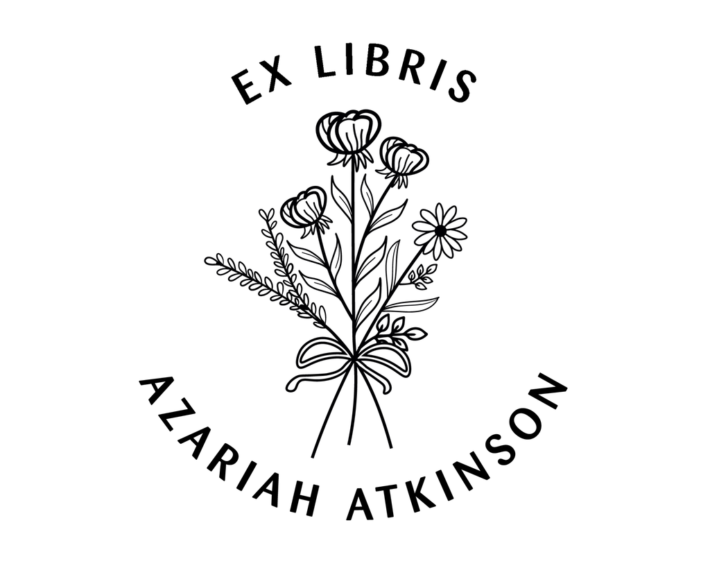 Personalized Book Stamp Wood Handle - JL-Wildflower8