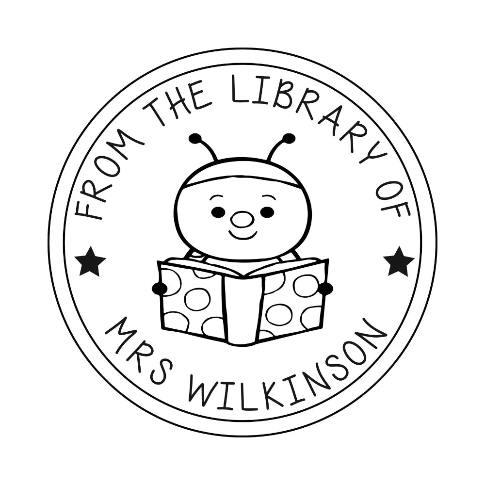 Custom Wood Handle Library Stamp | ROUND