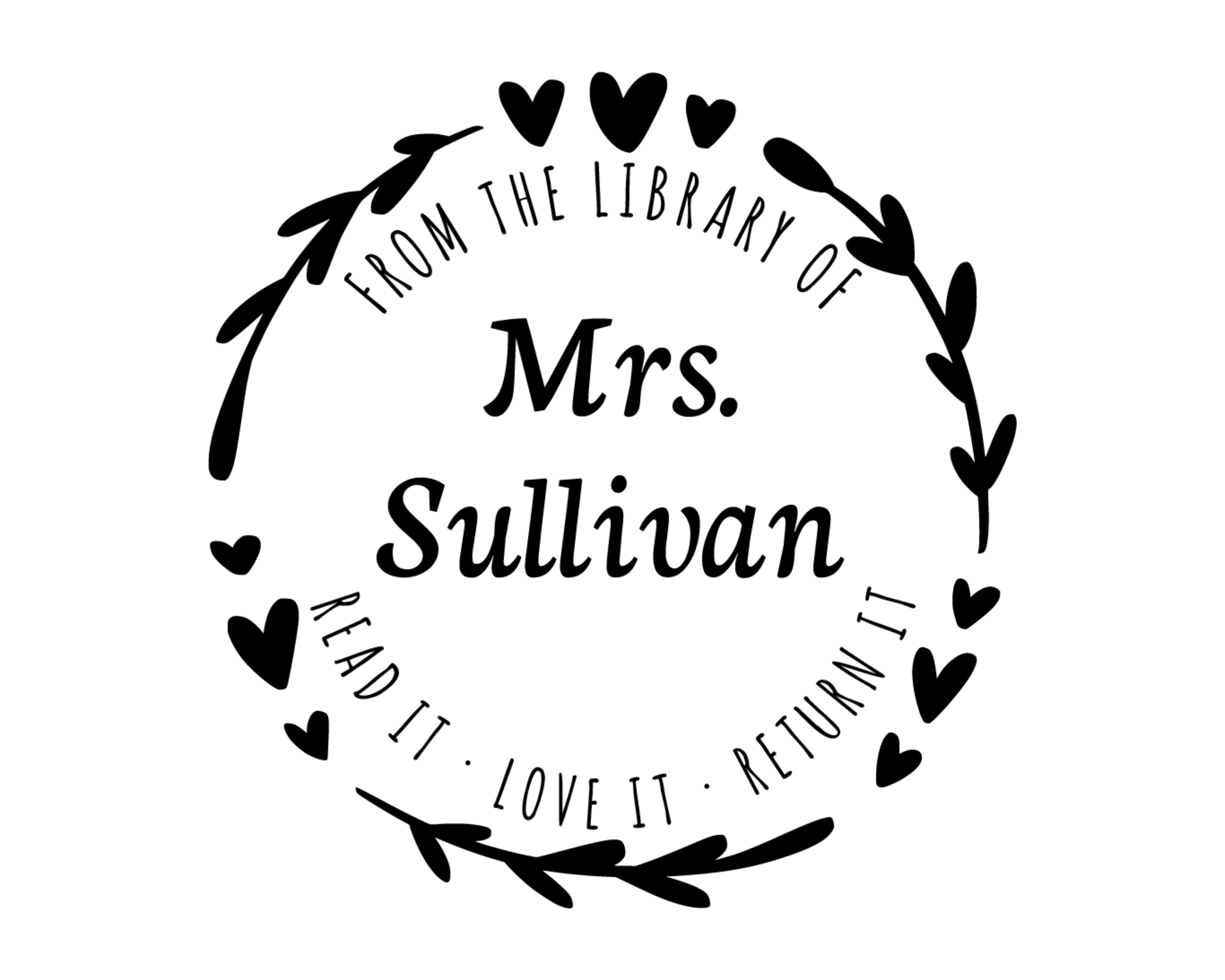 Personalized Book Stamp Wood Handle - RNDBK-24