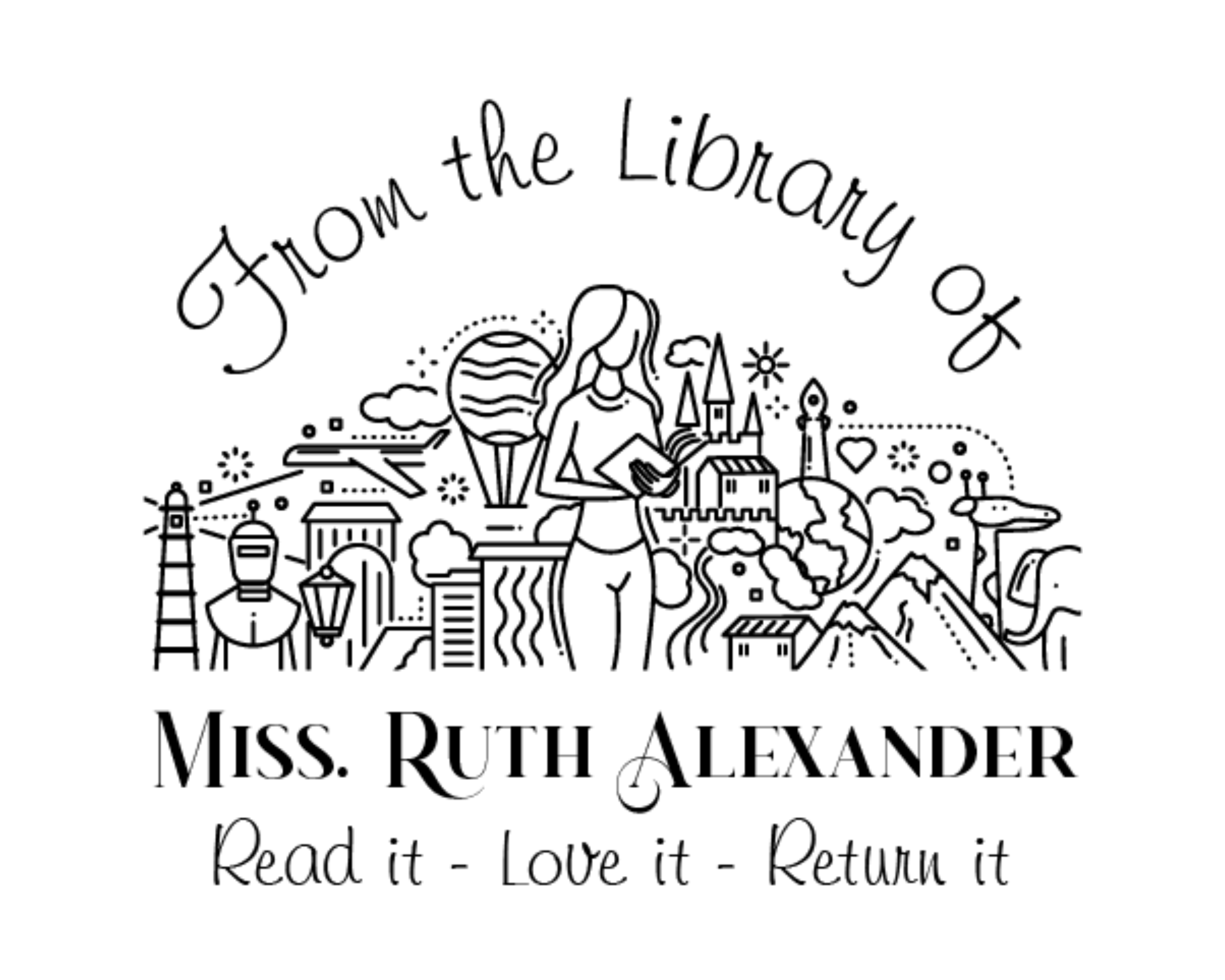 Personalized Book Self Ink Stamp - RNDBK-29
