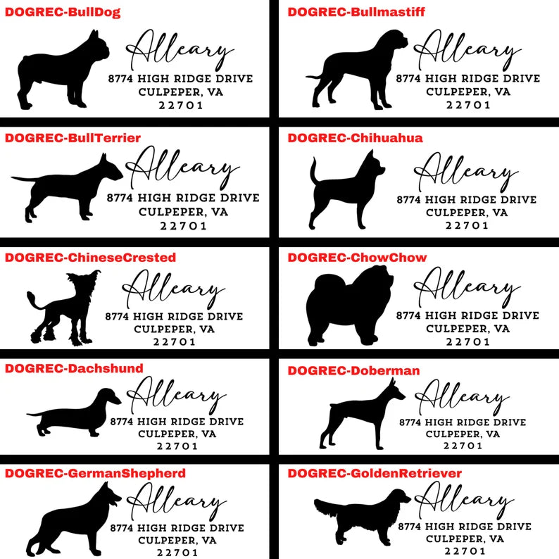 Wood Handle Return Address Stamps | Dog
