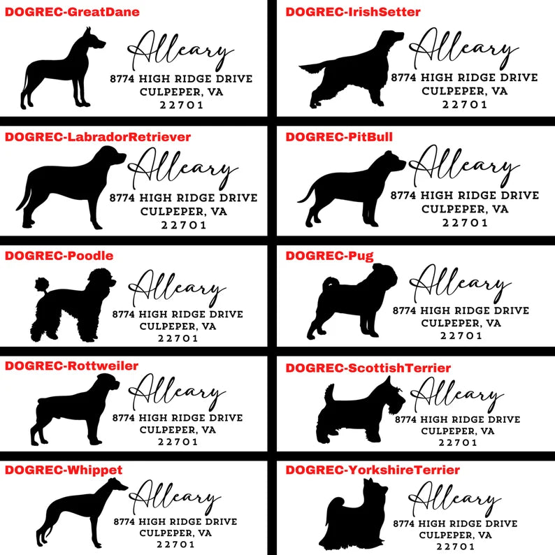 Wood Handle Return Address Stamps | Dog