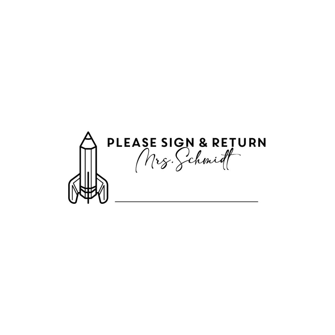 Rocket Pencil Rectangle Teacher Stamp