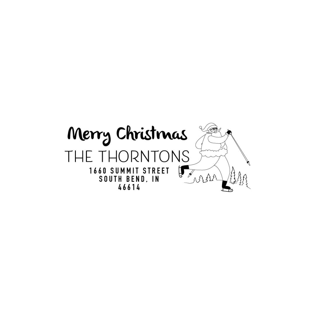 Santa Walking Christmas Address Stamp