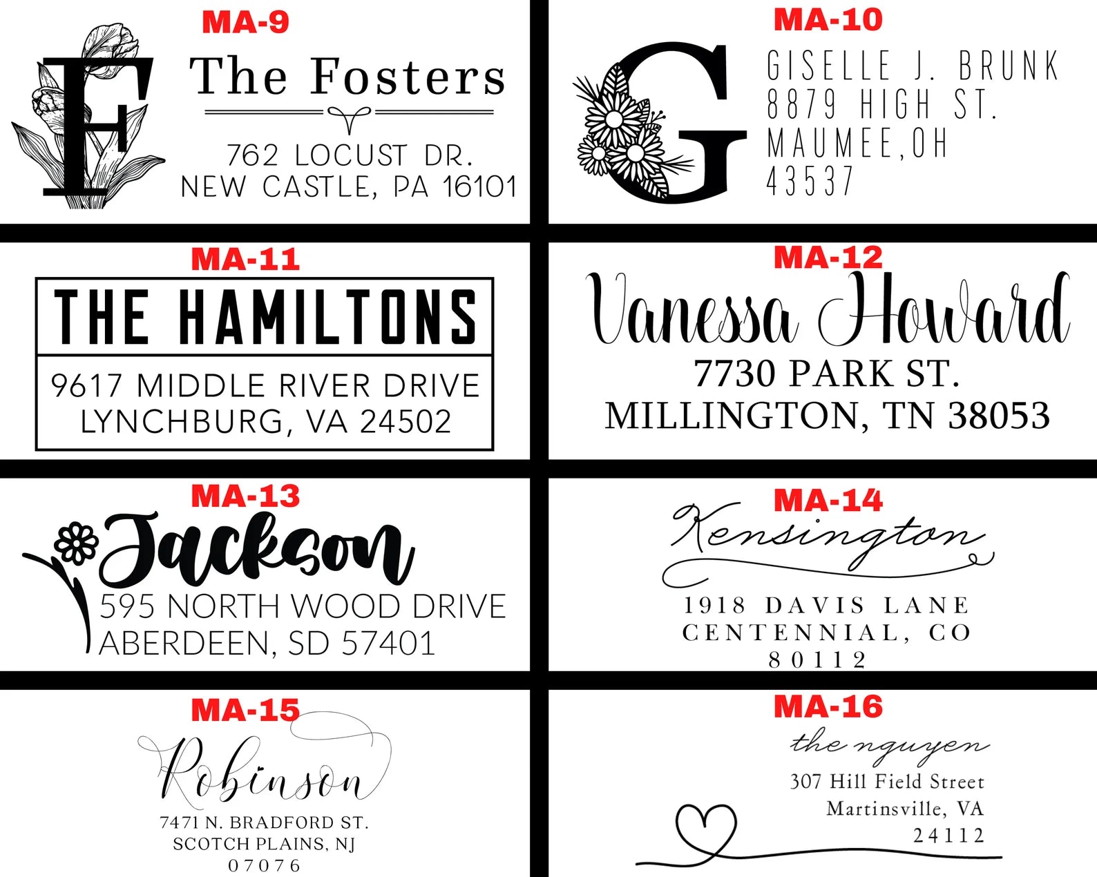 Wood Handle Address Rubber Stamp | NW & MA Design