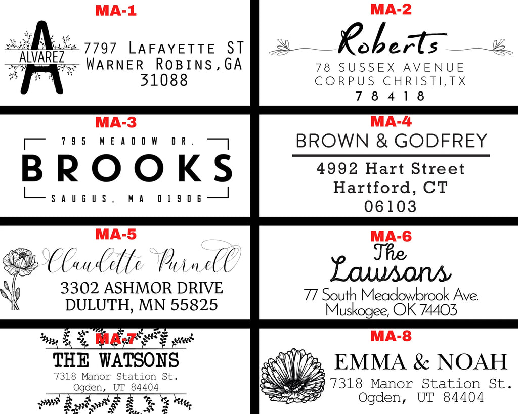 Wood Handle Address Rubber Stamp | NW & MA Design