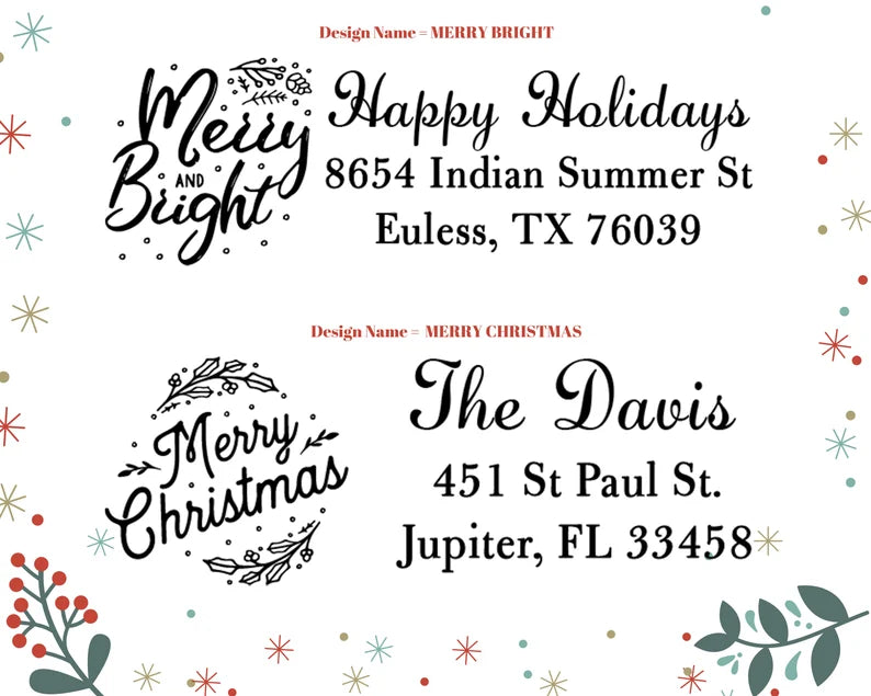 Self Inking Christmas Address Stamps