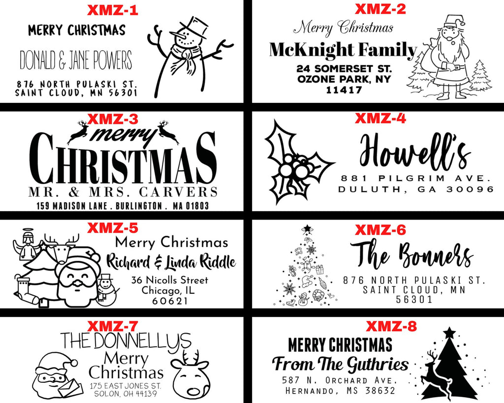 Wood Handle Christmas Address Stamps