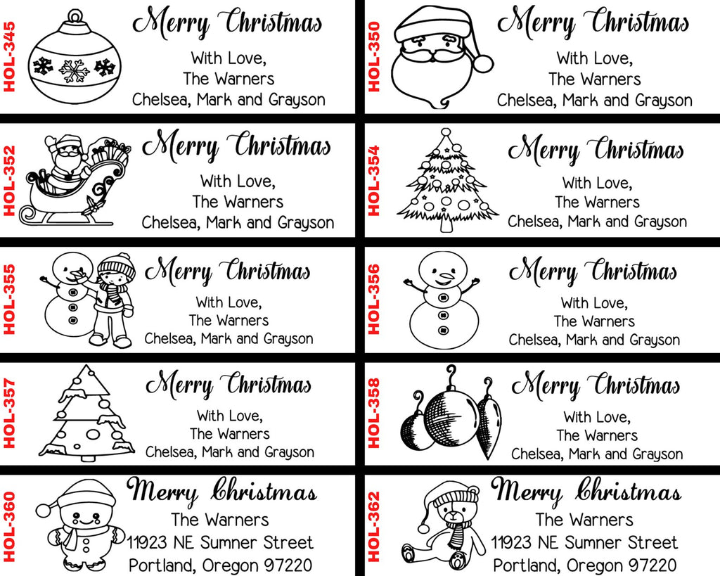 Santa on Sleigh Christmas Address Stamp