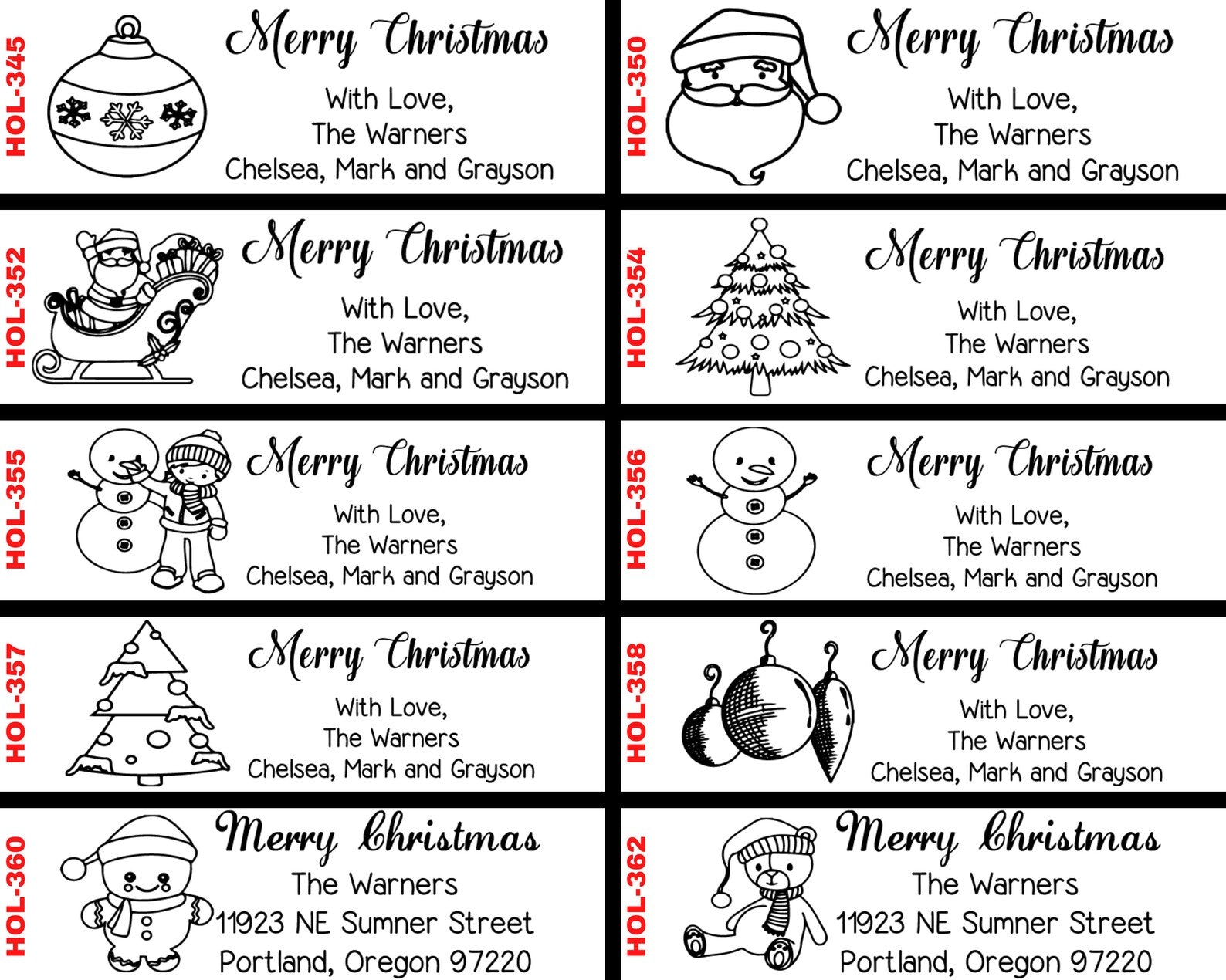Santa on Sleigh Christmas Address Stamp