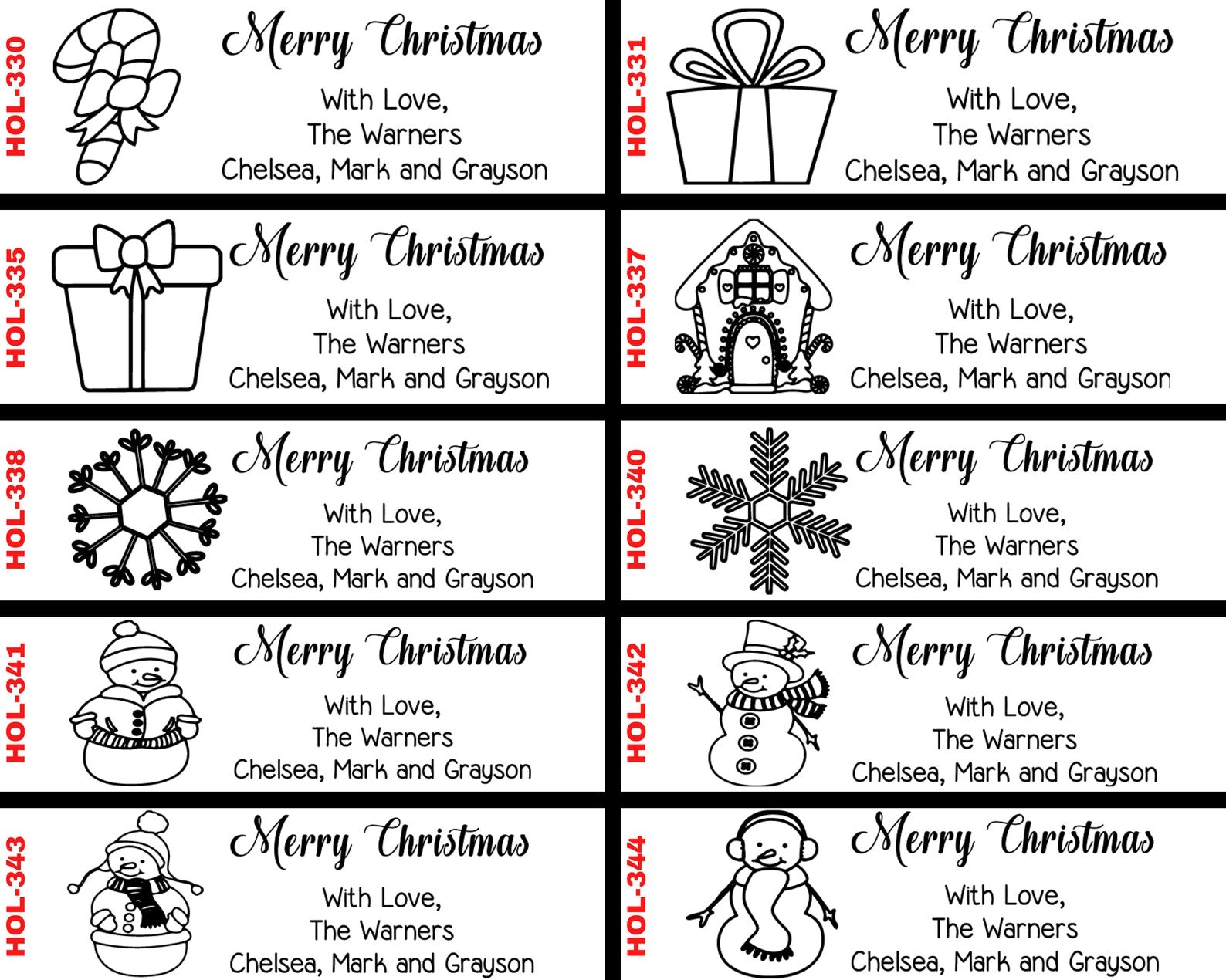 Wood Handle Christmas Rubber Stamps
