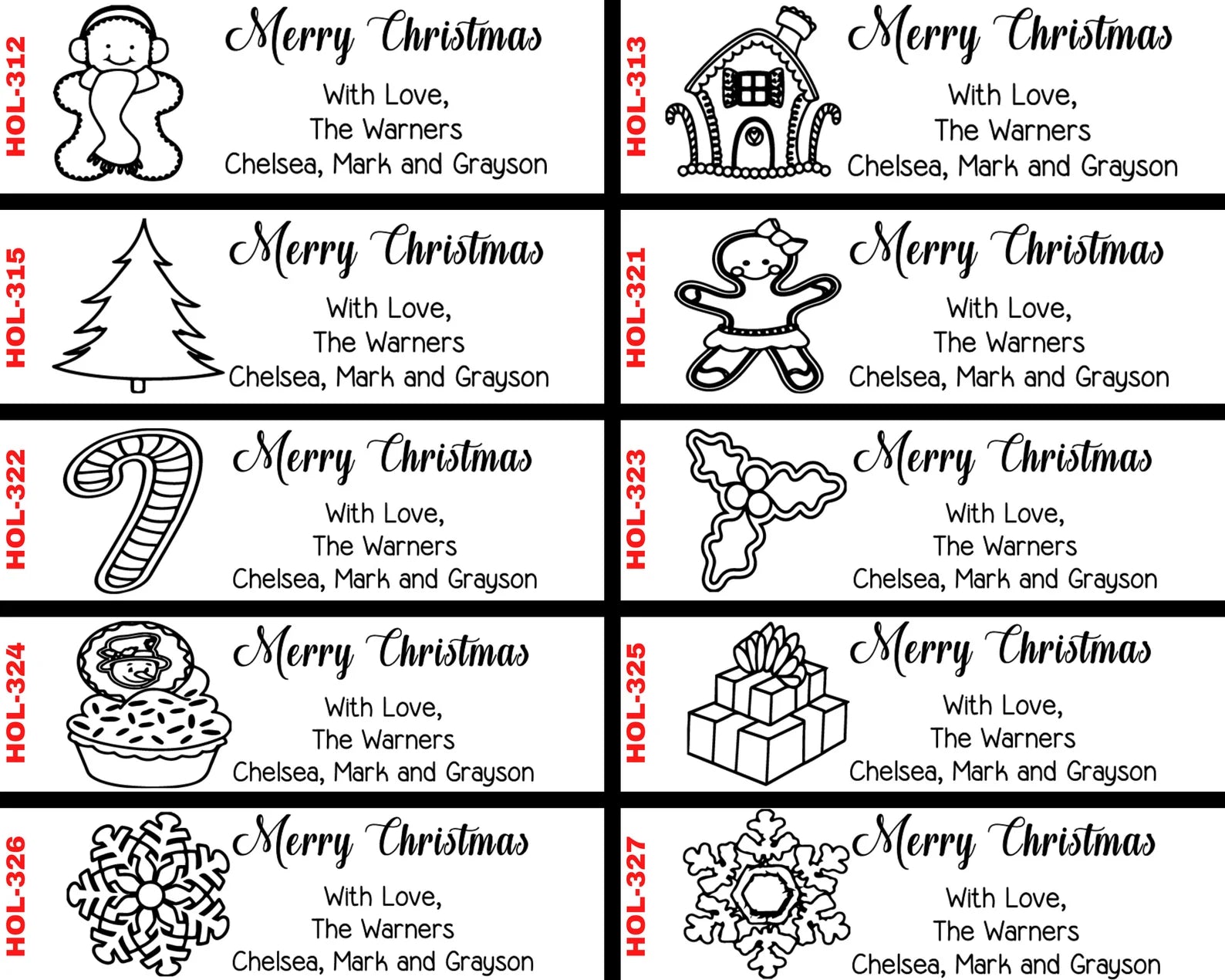 Santa on Sleigh Christmas Address Stamp
