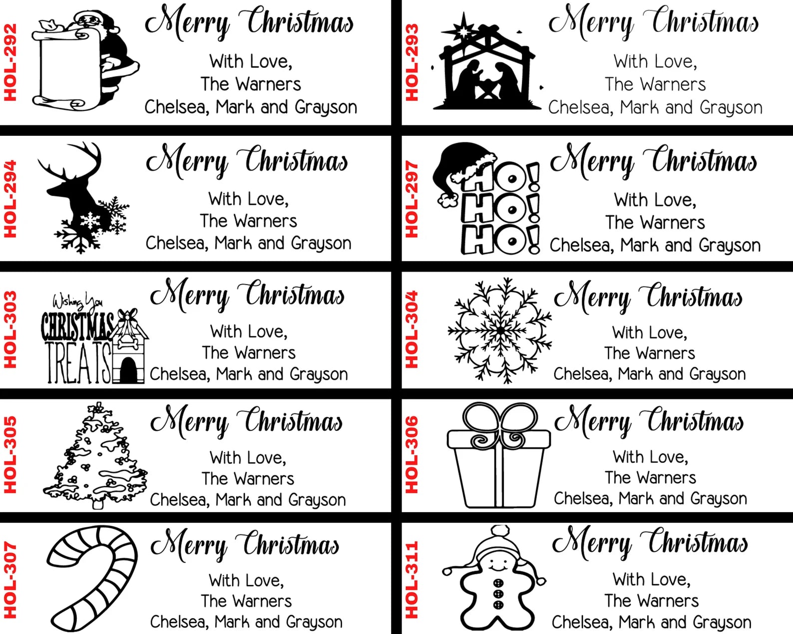 Santa on Sleigh Christmas Address Stamp