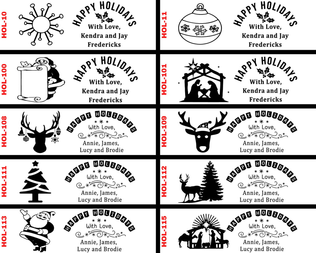 Wood Handle Christmas Rubber Stamps