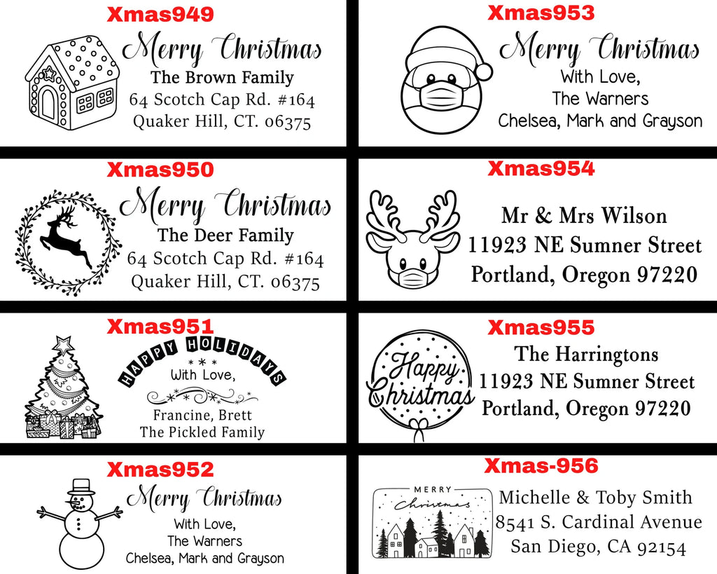 Wood Handle Christmas Address Stamps