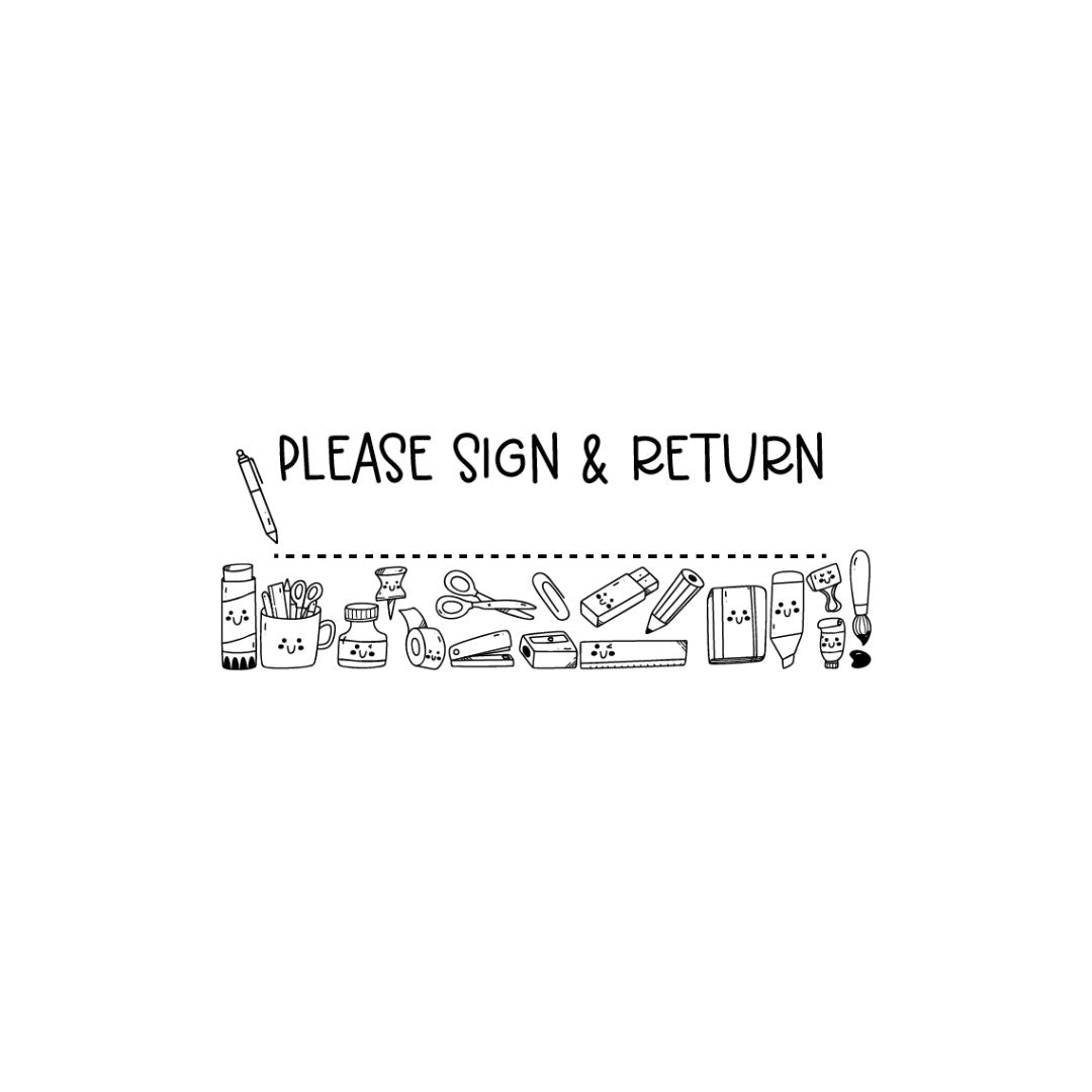 Sign and Return Rectangle Teacher Stamp