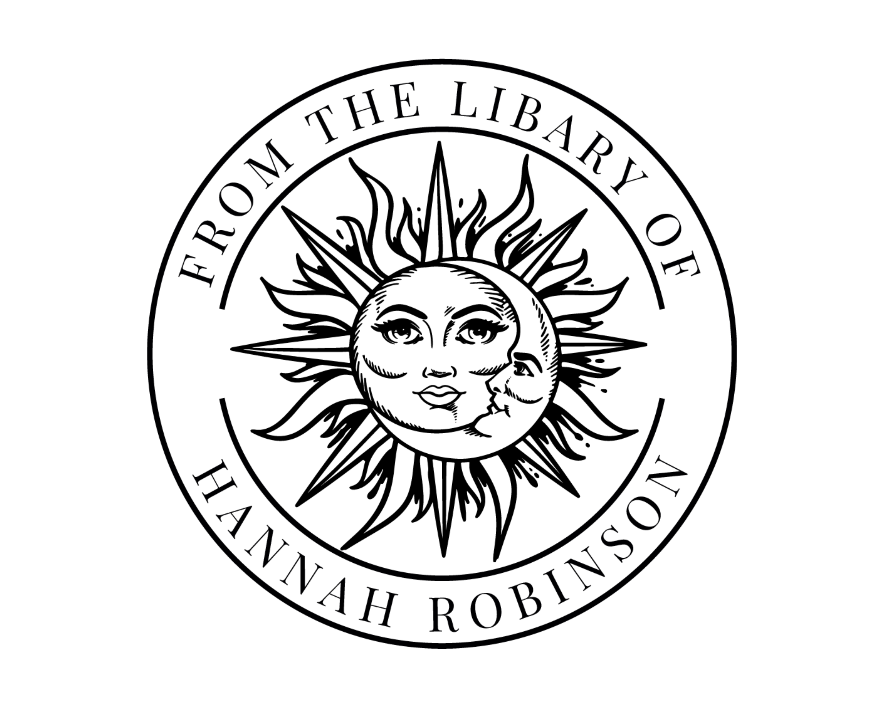 Personalized Book Stamp Wood Handle - Sun