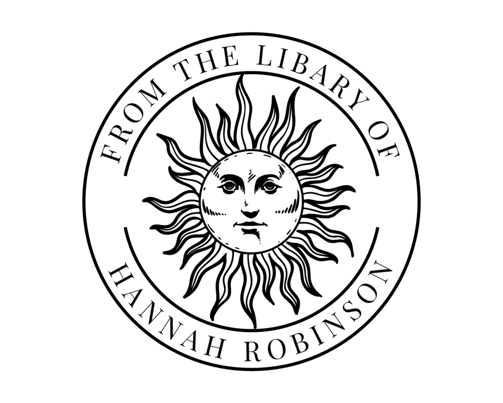 Personalized Book Stamp Wood Handle - Sun and moon