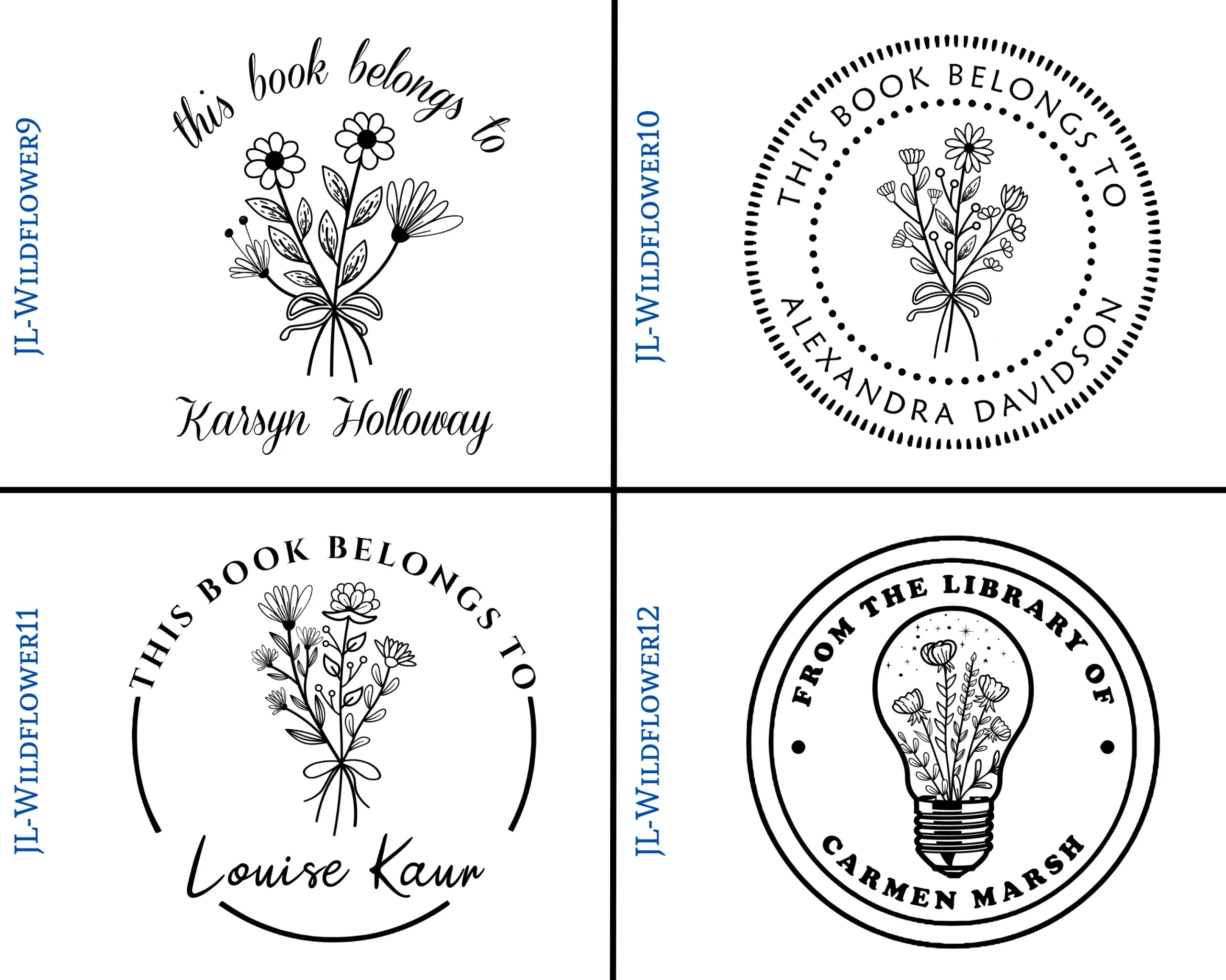 Wildflower Wooden Book Stamp